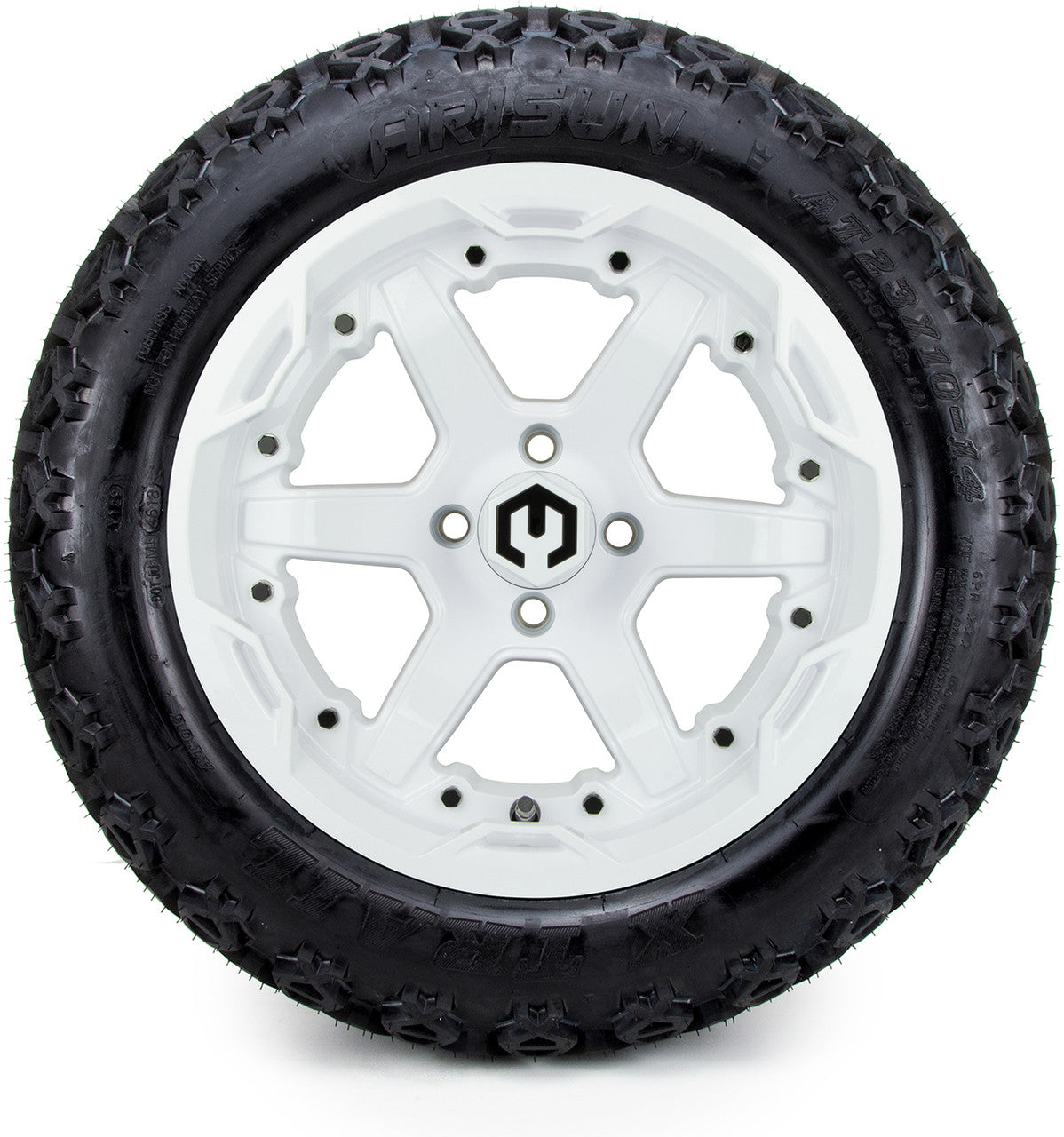 MODZ® 14" Gladiator Glossy White with Color Accents- Lifted Tires and Wheels Combo