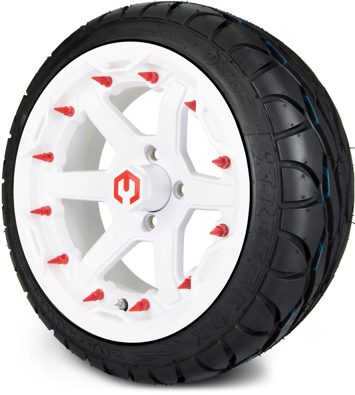MODZ® 14" Gladiator Glossy White w/Spike Options - LowPro Street Tire and Wheels Combo