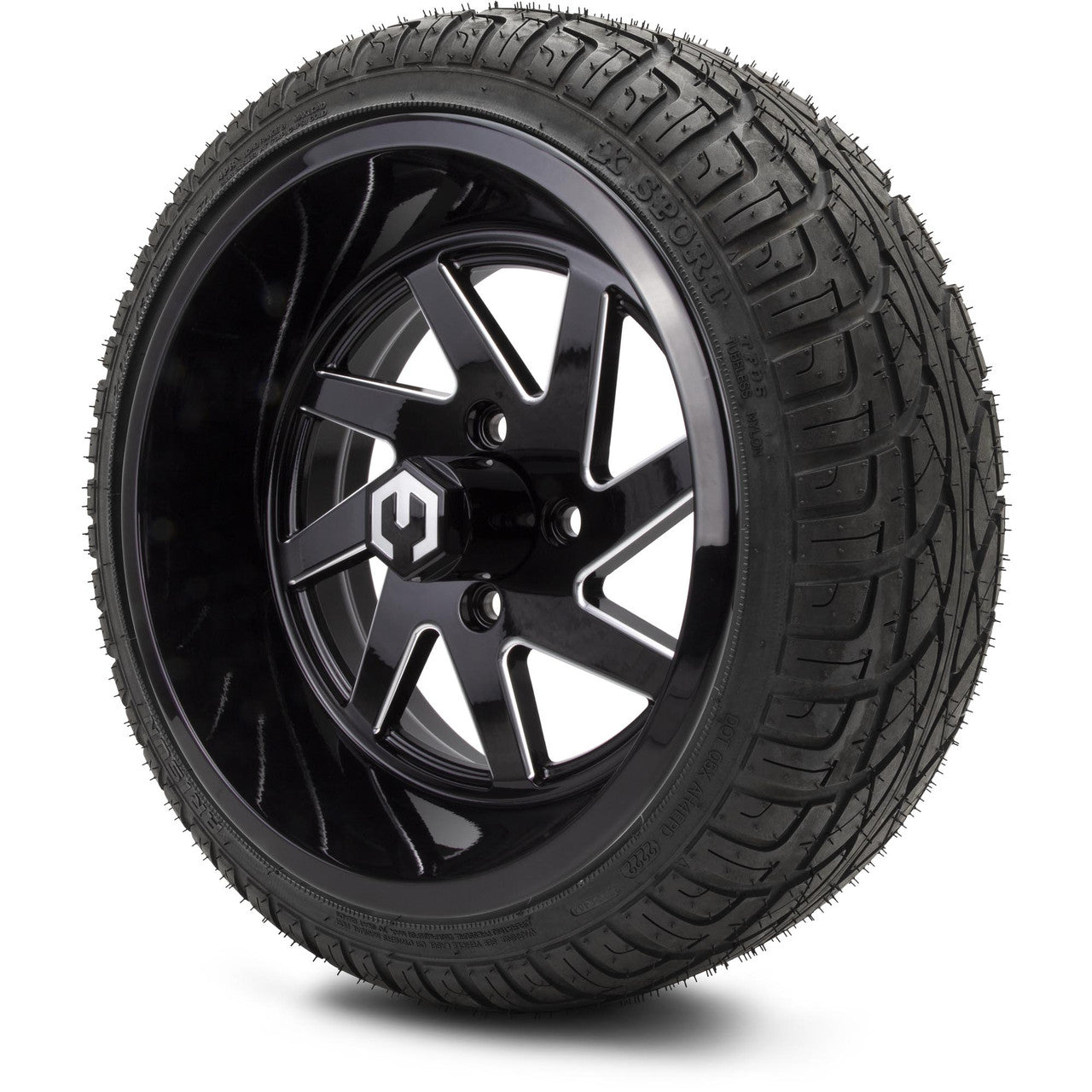 MODZ® 14" Fury Glossy Black with Ball Mill - LowPro Street Tire and Wheels Combo