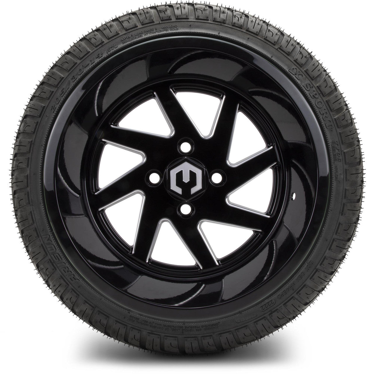 MODZ® 14" Fury Glossy Black with Ball Mill - LowPro Street Tire and Wheels Combo