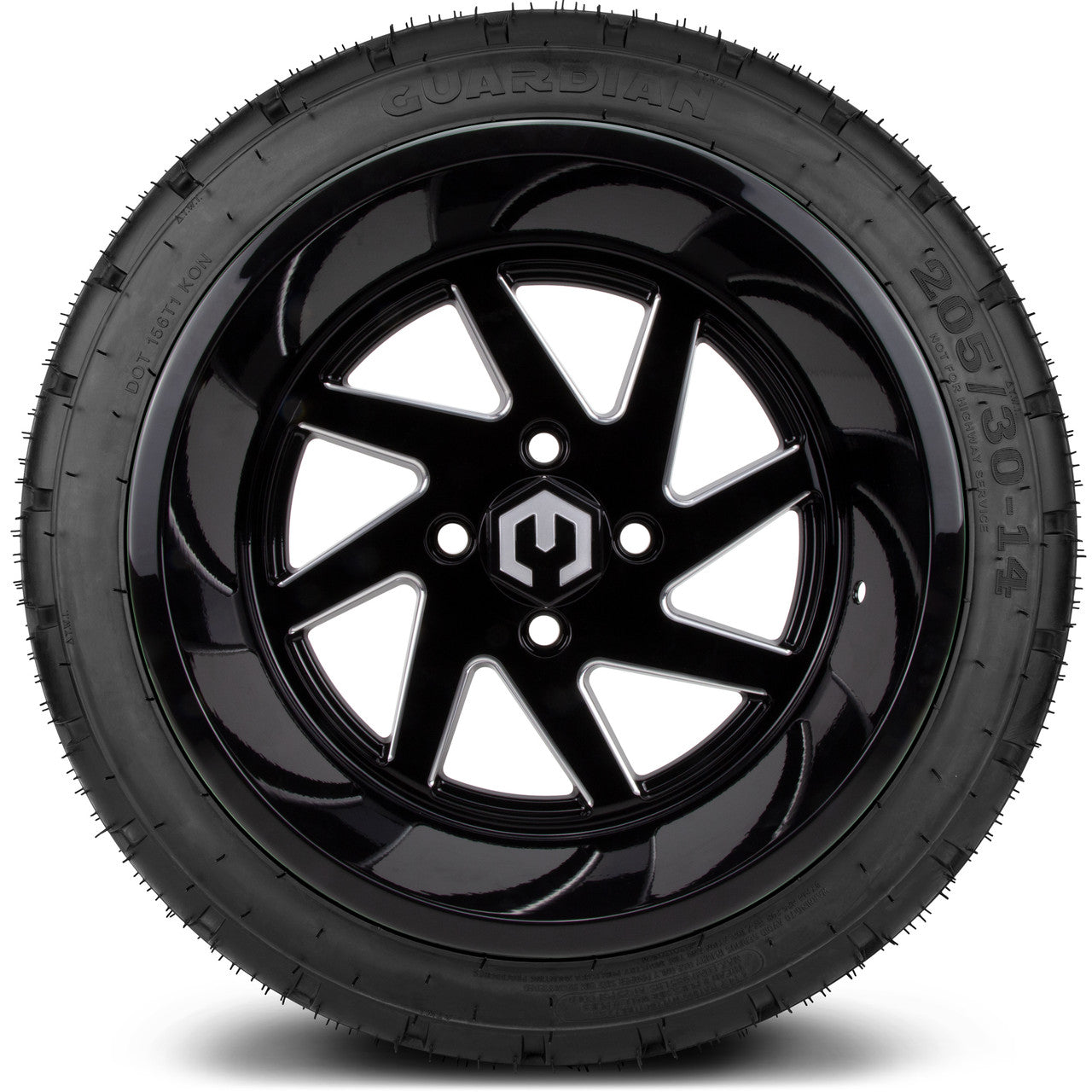 MODZ® 14" Fury Glossy Black with Ball Mill - LowPro Street Tire and Wheels Combo