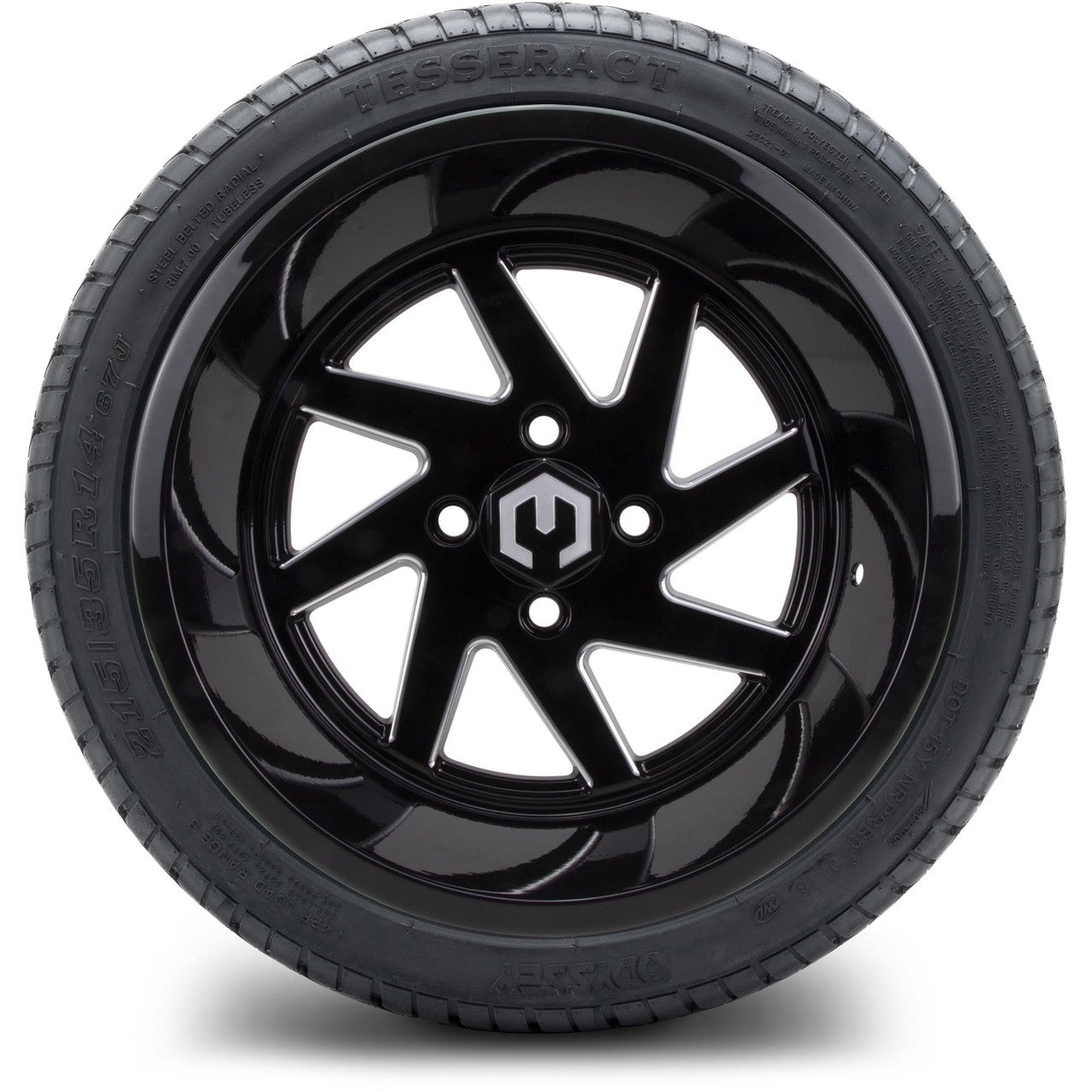 MODZ® 14" Fury Glossy Black with Ball Mill - LowPro Street Tire and Wheels Combo
