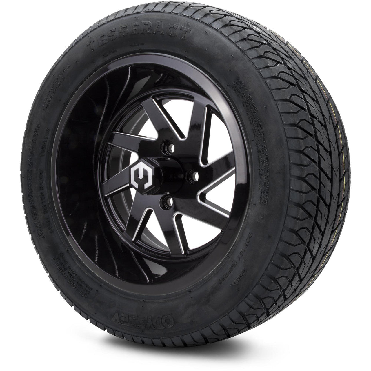 MODZ® 14" Fury Glossy Black with Ball Mill - Lifted Tires and Wheels Combo