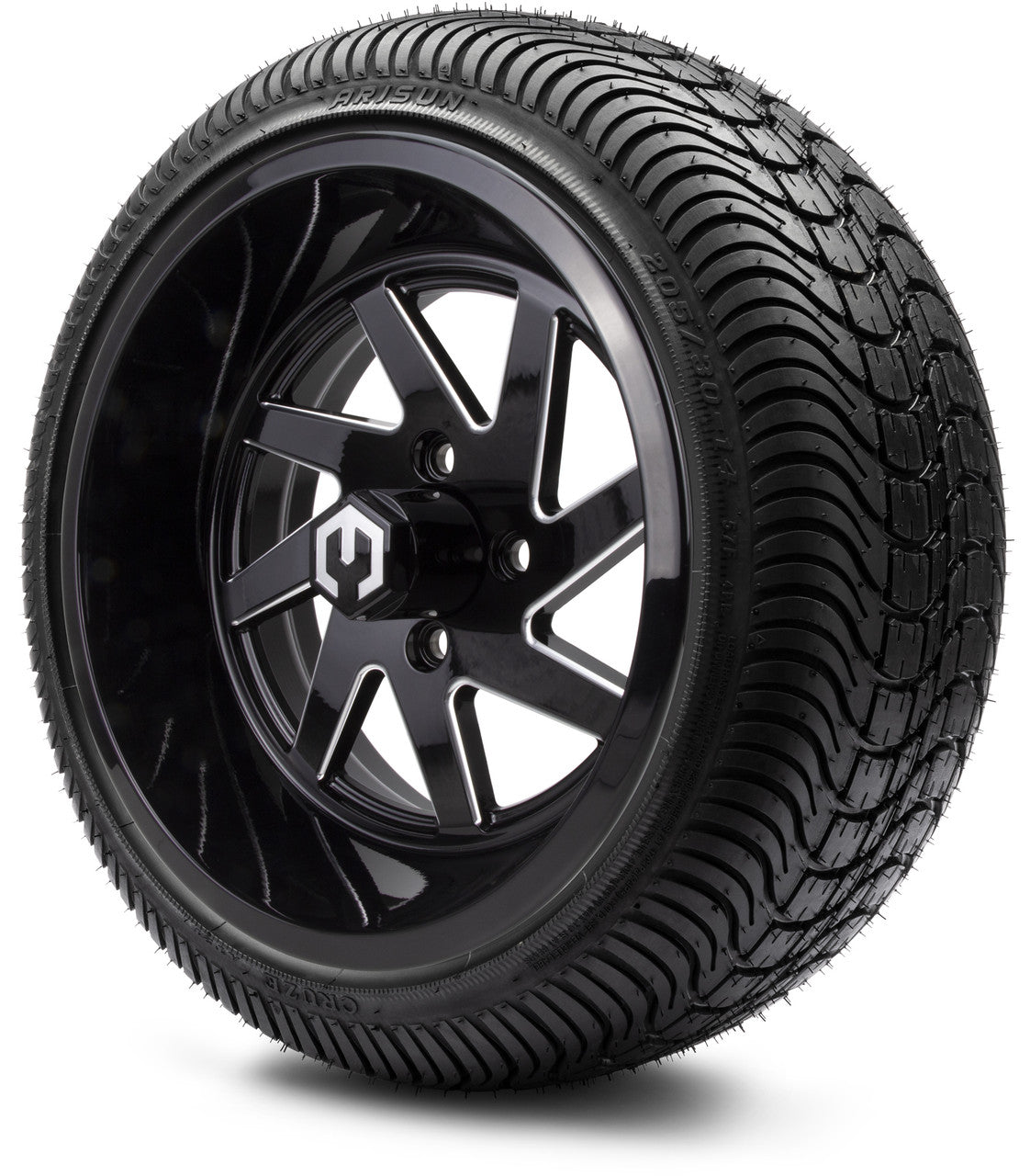 MODZ® 14" Fury Glossy Black with Ball Mill - LowPro Street Tire and Wheels Combo