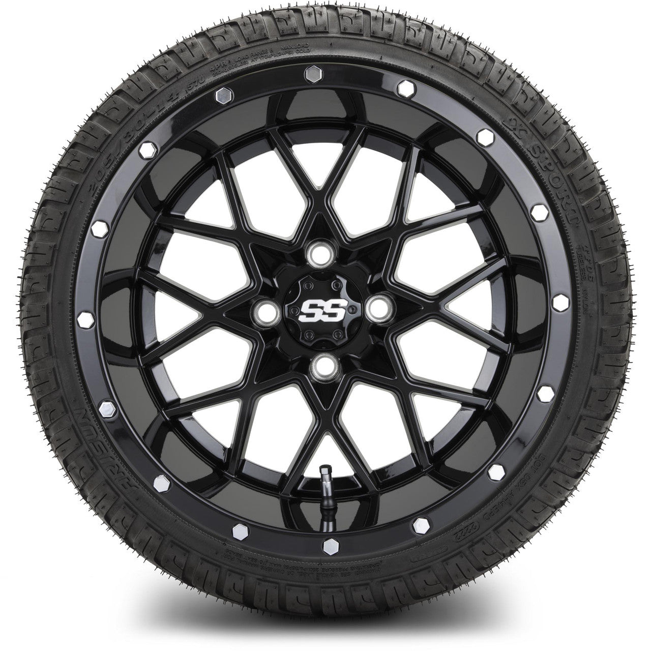 MODZ® 14" Vortex Glossy Black - LowPro Street Tire and Wheels Combo