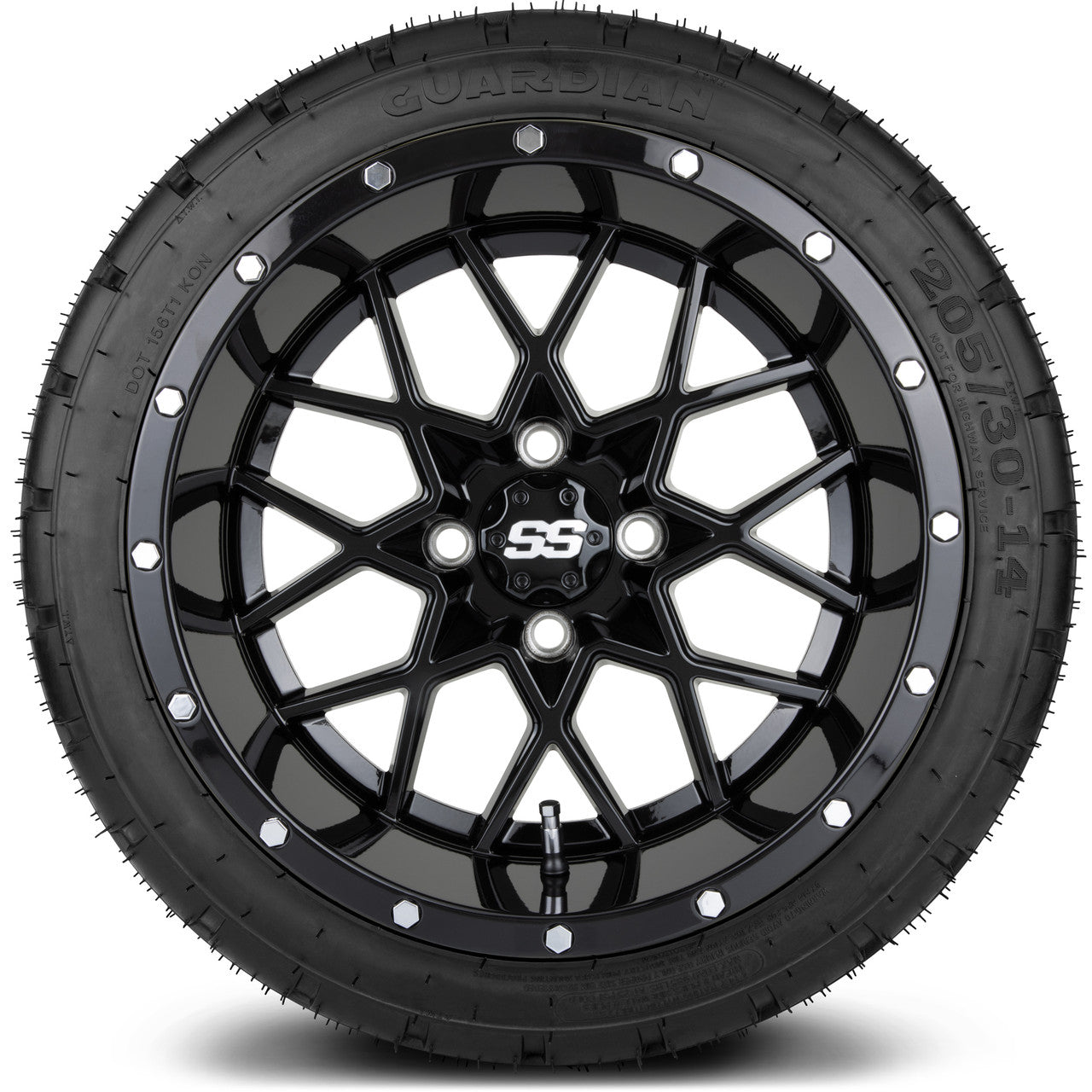 MODZ® 14" Vortex Glossy Black - LowPro Street Tire and Wheels Combo