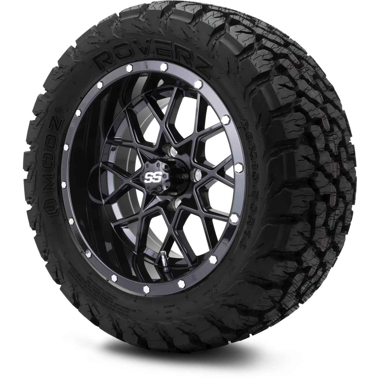 MODZ® 14" Vortex Glossy Black - Lifted Tires and Wheels Combo