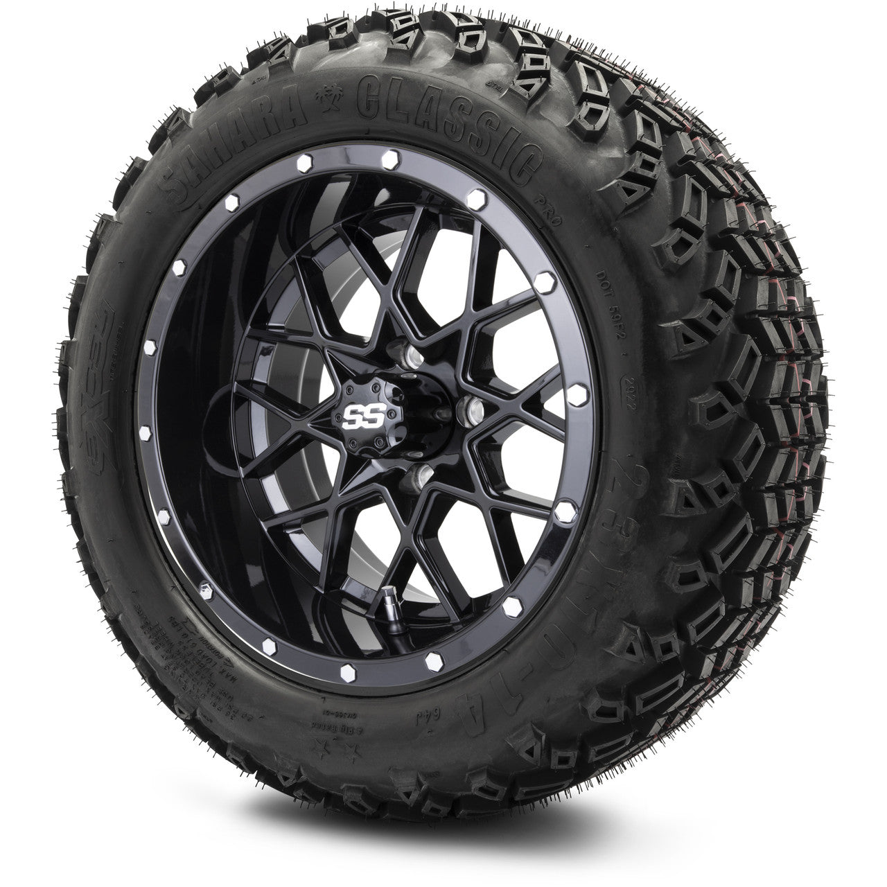 MODZ® 14" Vortex Glossy Black - Lifted Tires and Wheels Combo