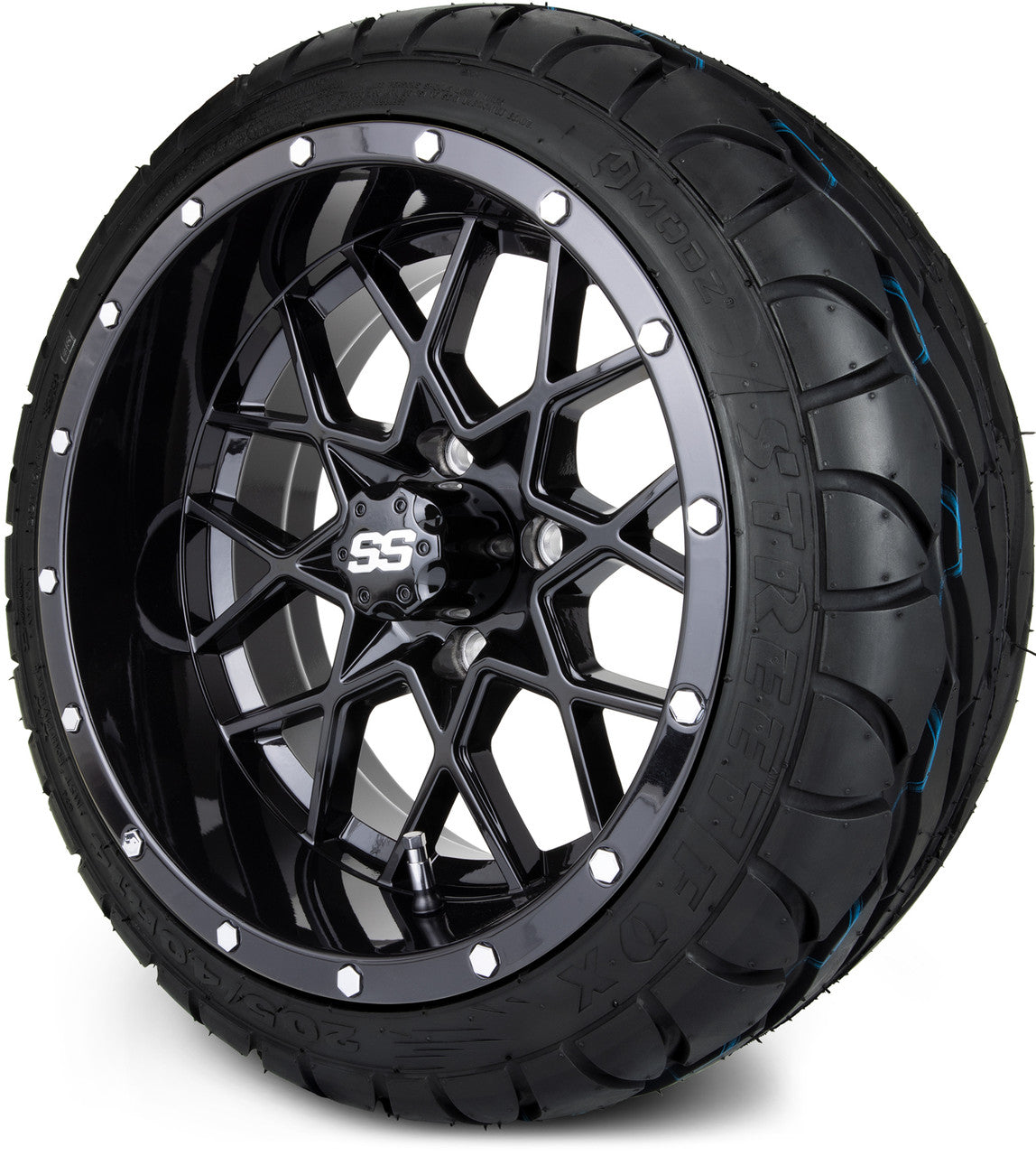MODZ® 14" Vortex Glossy Black - LowPro Street Tire and Wheels Combo