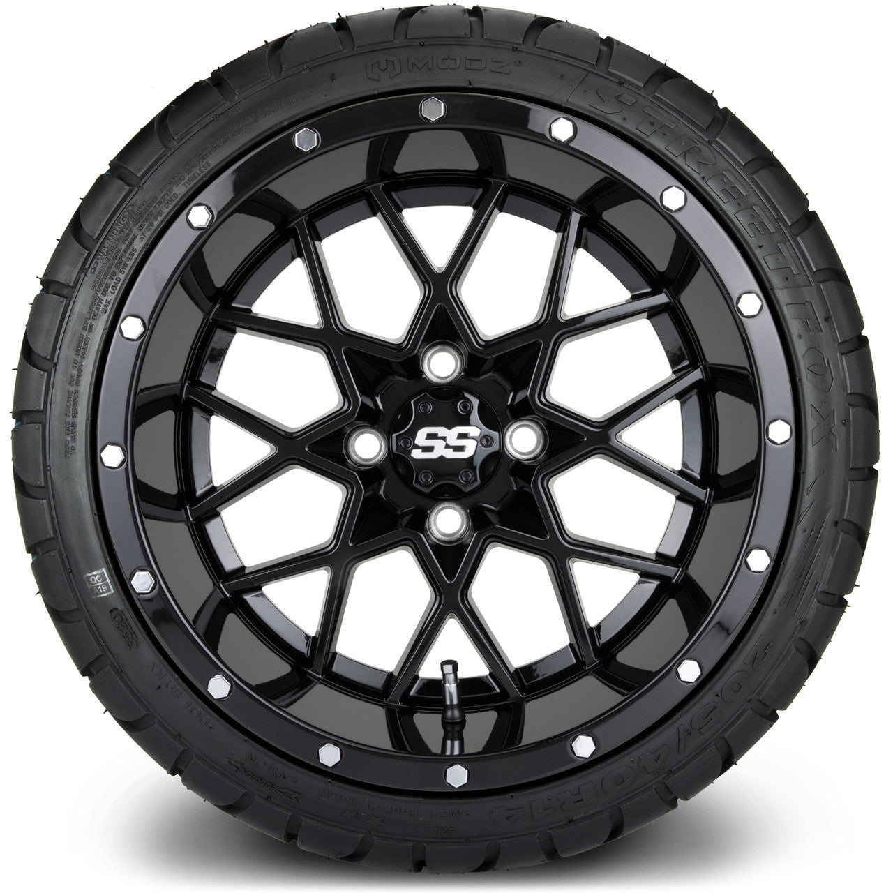 MODZ® 14" Vortex Glossy Black - LowPro Street Tire and Wheels Combo