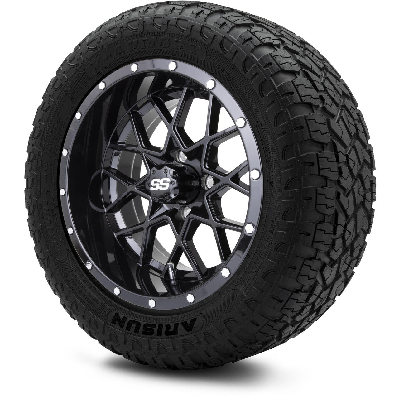 MODZ® 14" Vortex Glossy Black - Lifted Tires and Wheels Combo
