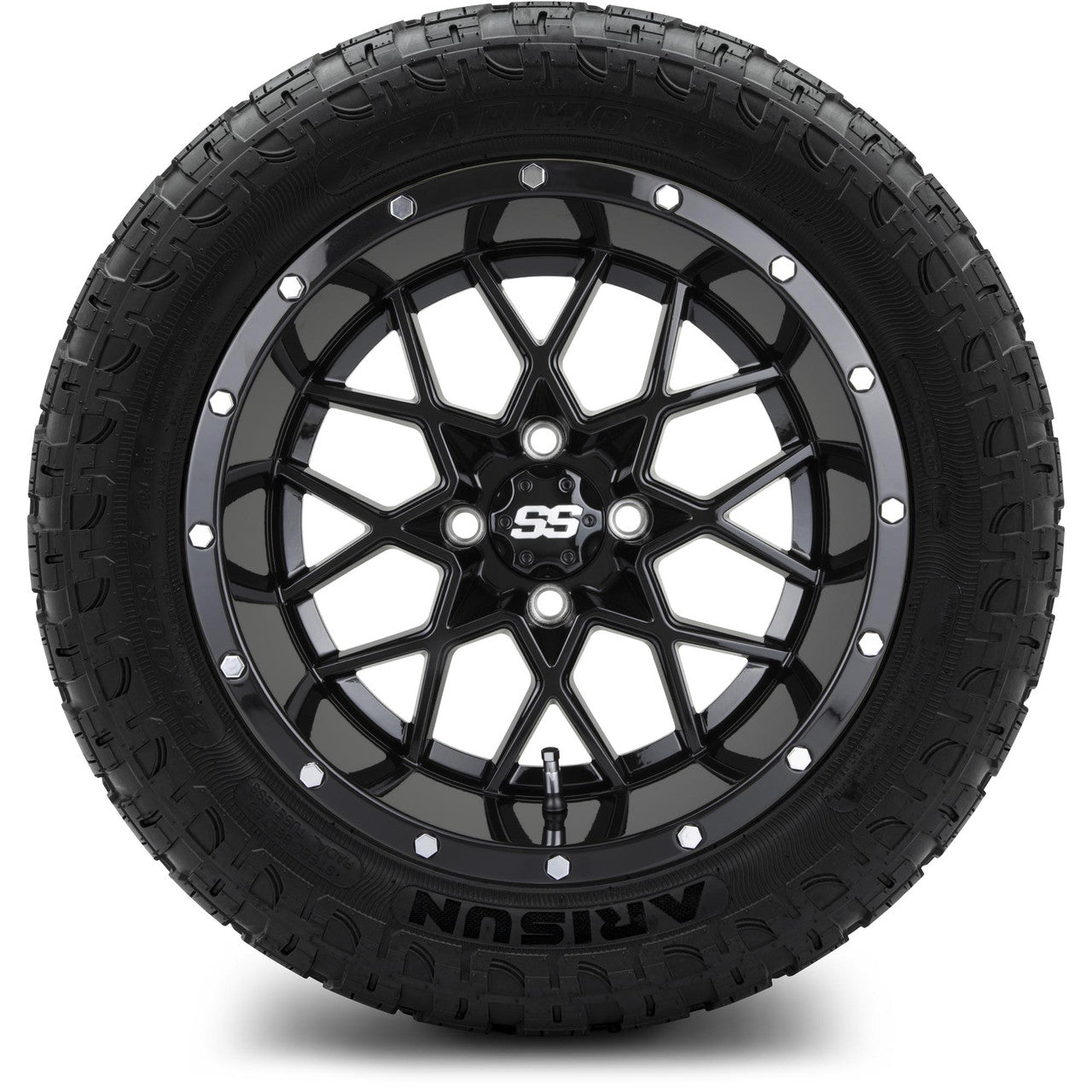 MODZ® 14" Vortex Glossy Black - Lifted Tires and Wheels Combo