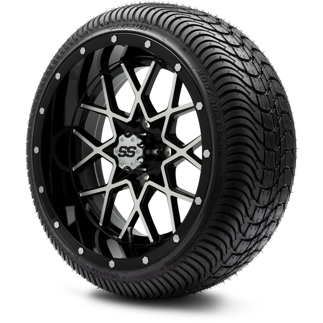 MODZ® 14" Vortex Machined Black - LowPro Street Tire and Wheels Combo