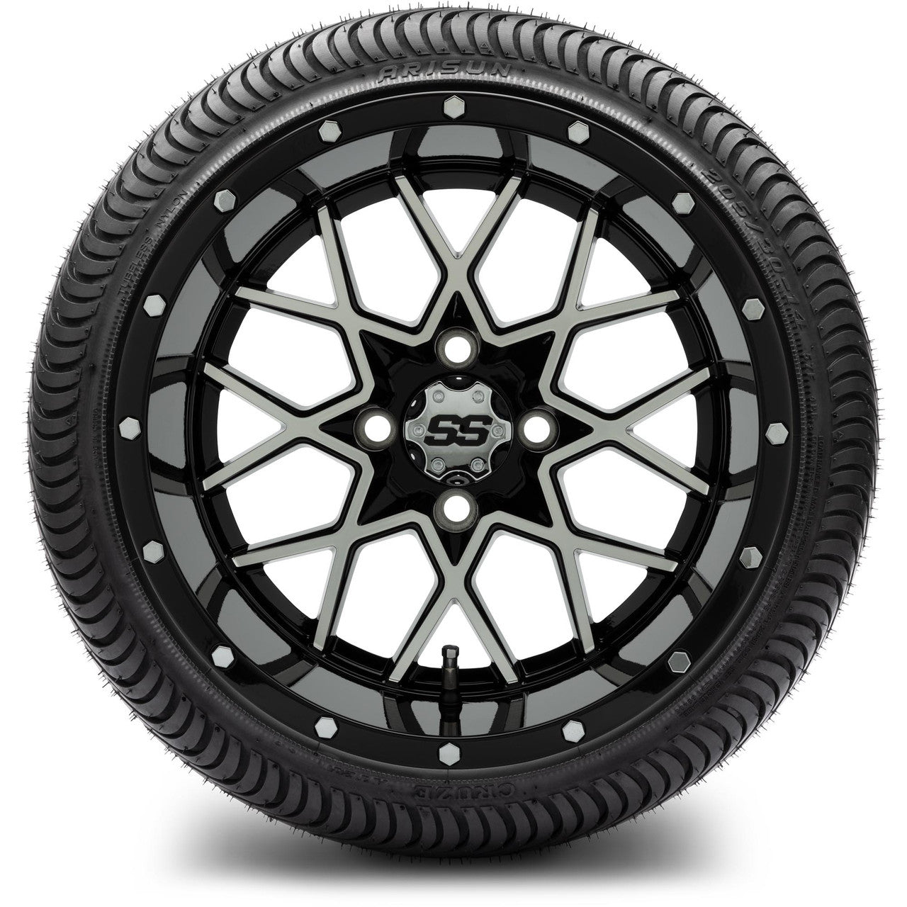 MODZ® 14" Vortex Machined Black - LowPro Street Tire and Wheels Combo