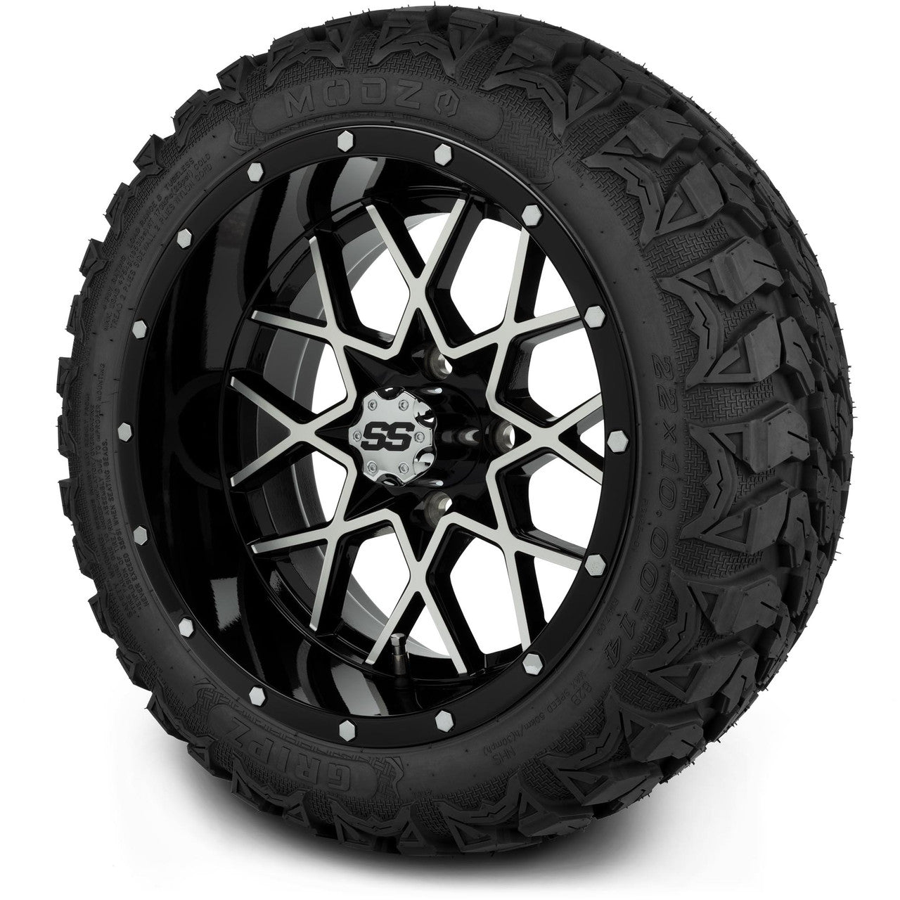 MODZ® 14" Vortex Machined Black - Lifted Tires and Wheels Combo