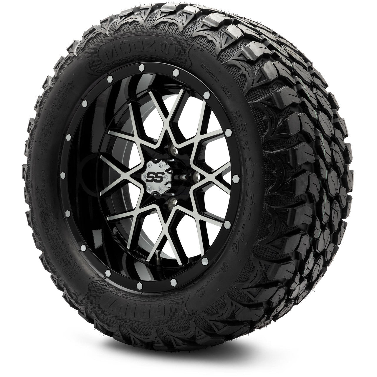 MODZ® 14" Vortex Machined Black - Lifted Tires and Wheels Combo