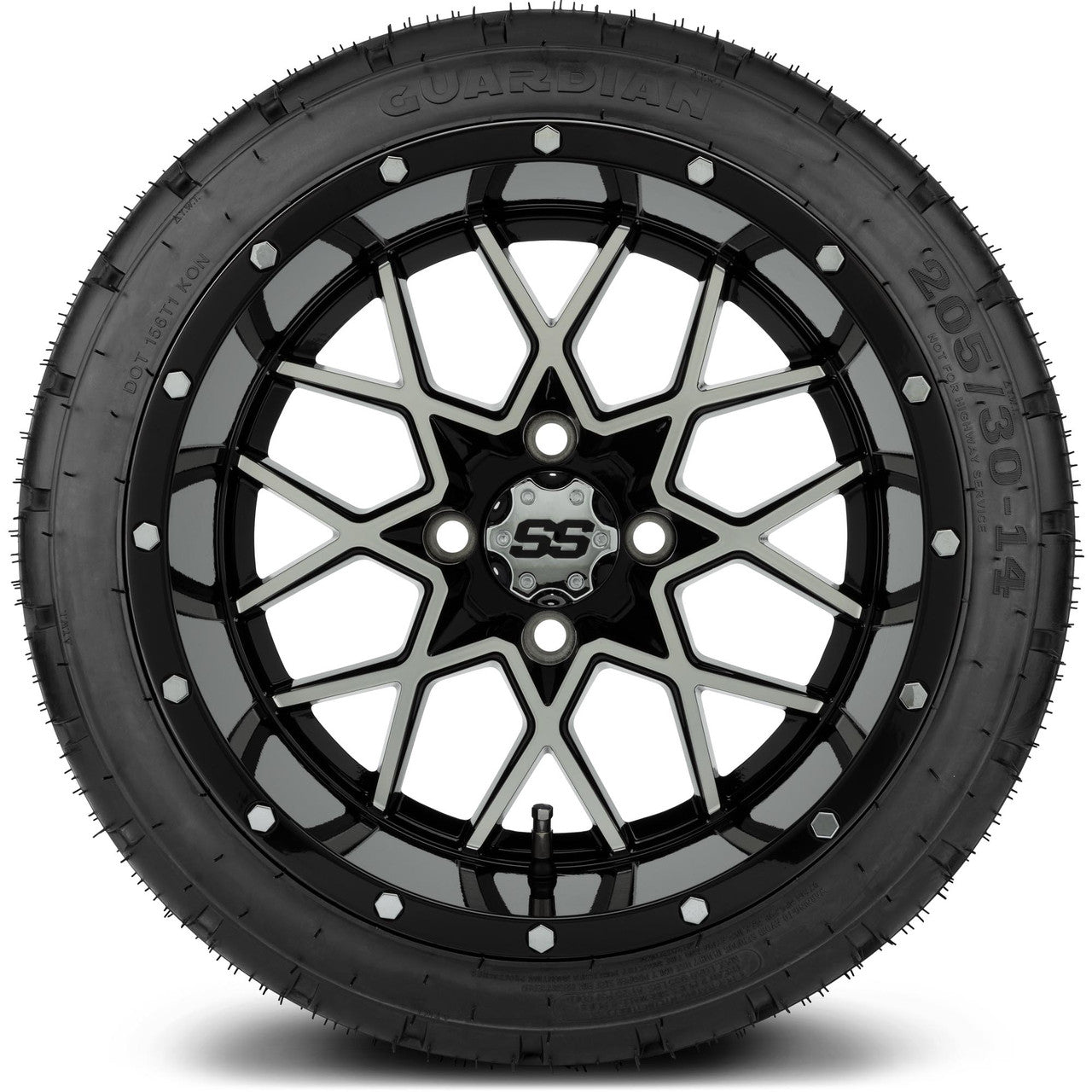 MODZ® 14" Vortex Machined Black - LowPro Street Tire and Wheels Combo