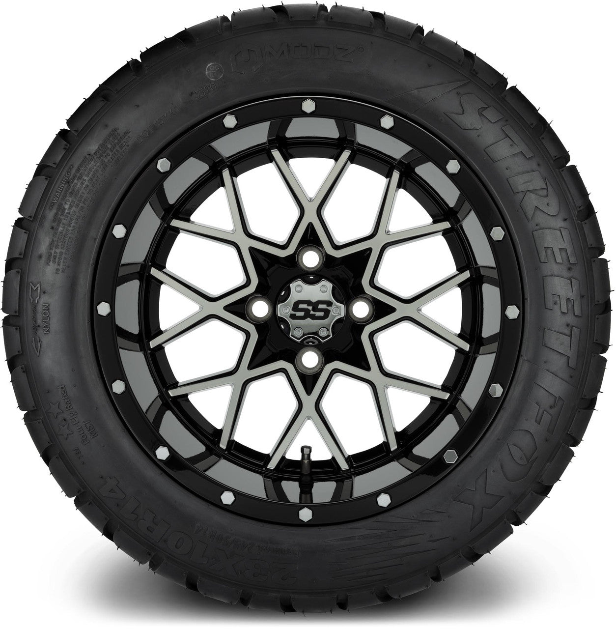 MODZ® 14" Vortex Machined Black - Lifted Tires and Wheels Combo