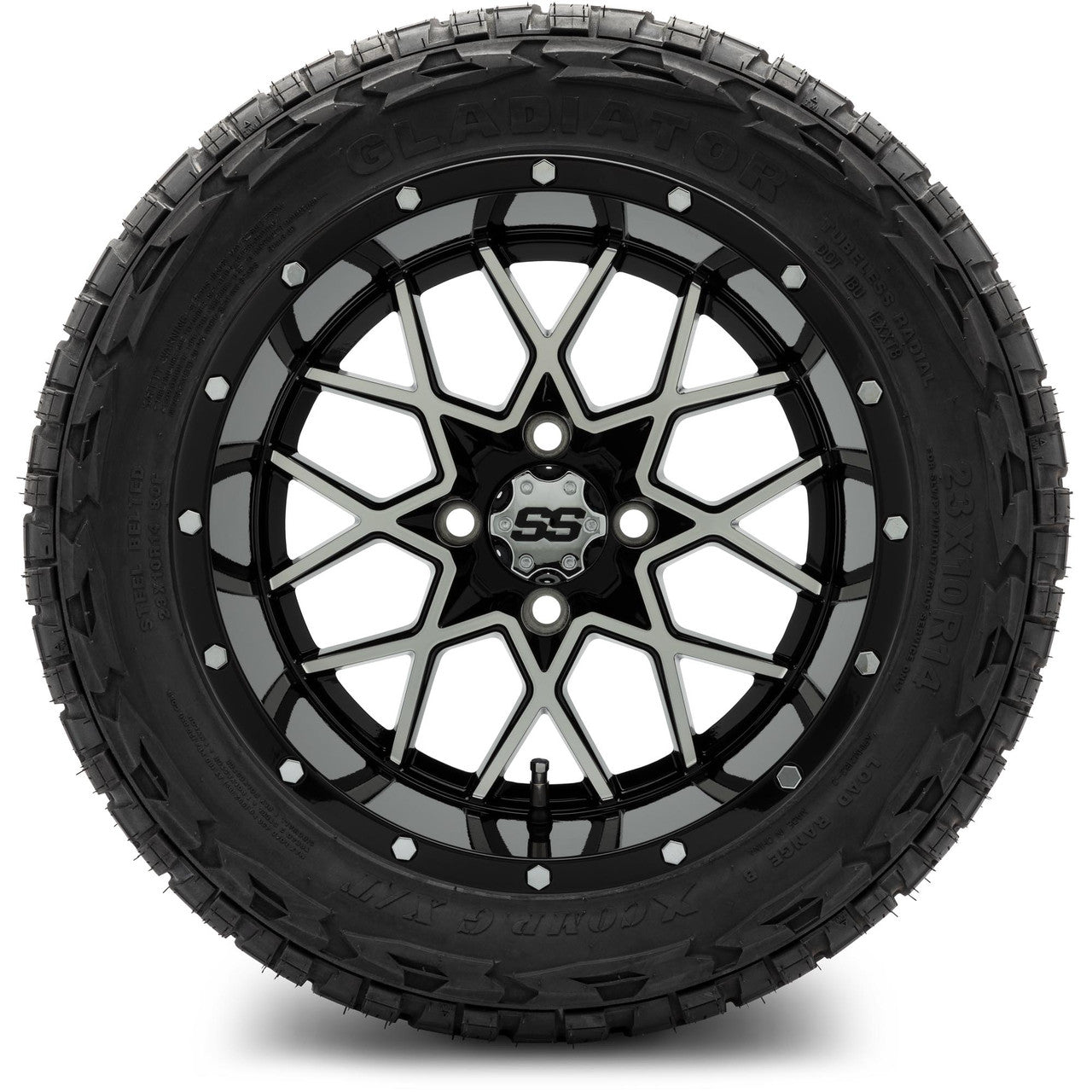 MODZ® 14" Vortex Machined Black - Lifted Tires and Wheels Combo