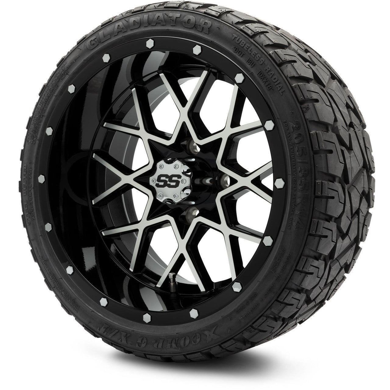 MODZ® 14" Vortex Machined Black - LowPro Street Tire and Wheels Combo