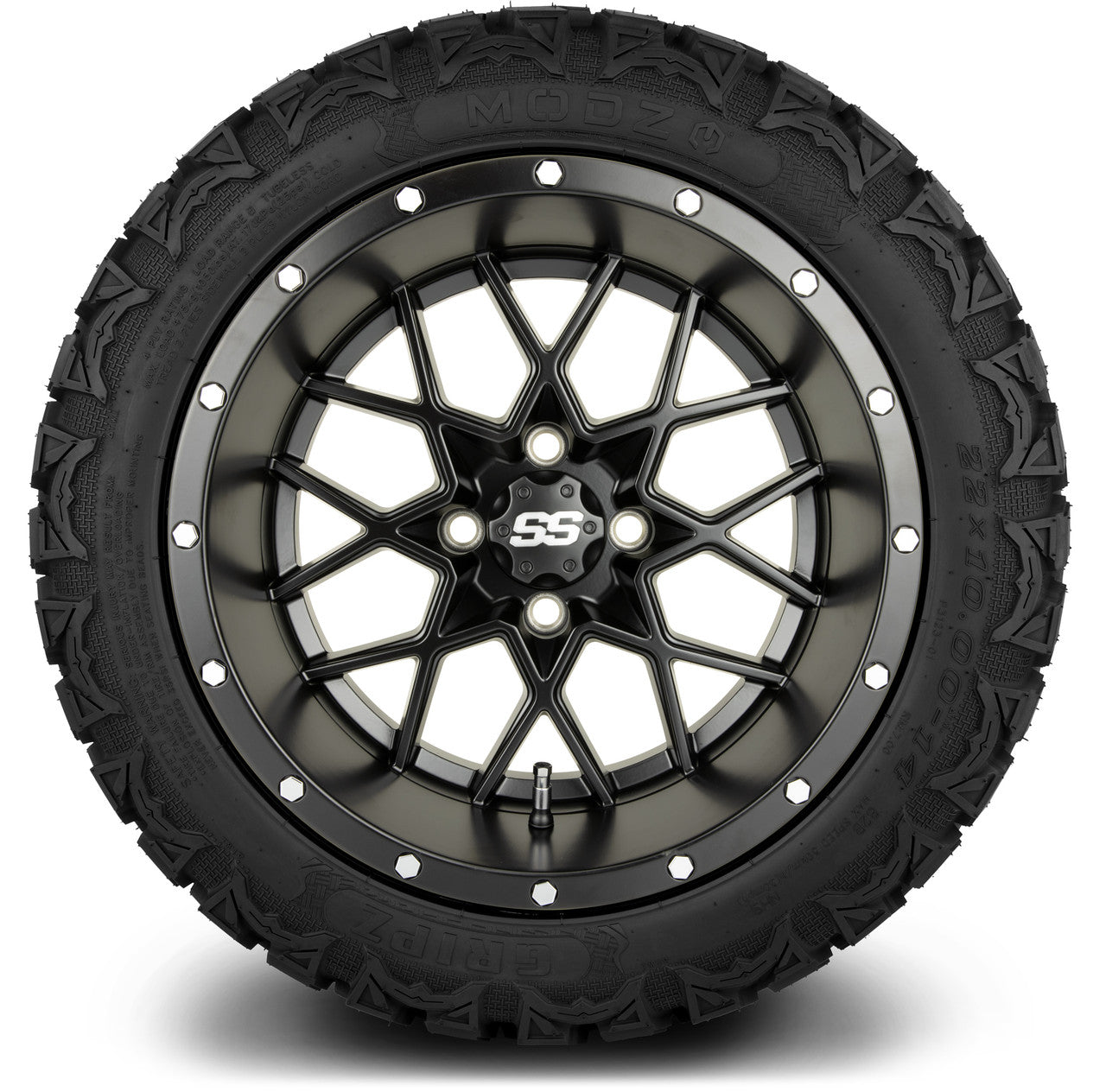 MODZ® 14" Vortex Matte Black - Lifted Tires and Wheels Combo