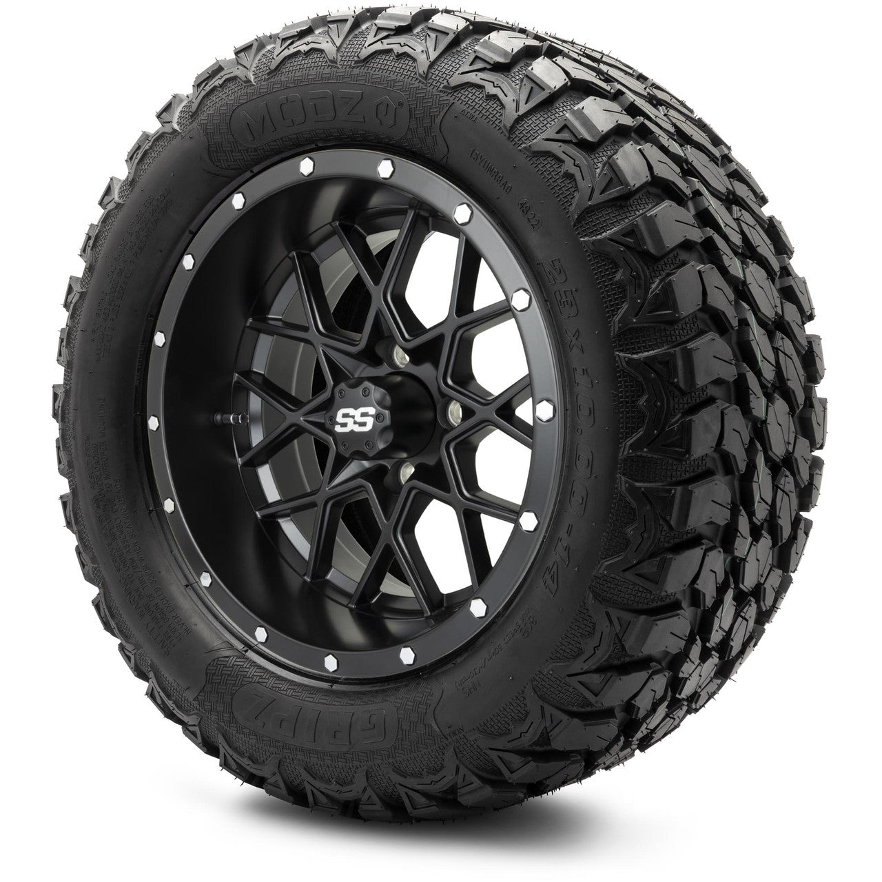 MODZ® 14" Vortex Matte Black - Lifted Tires and Wheels Combo