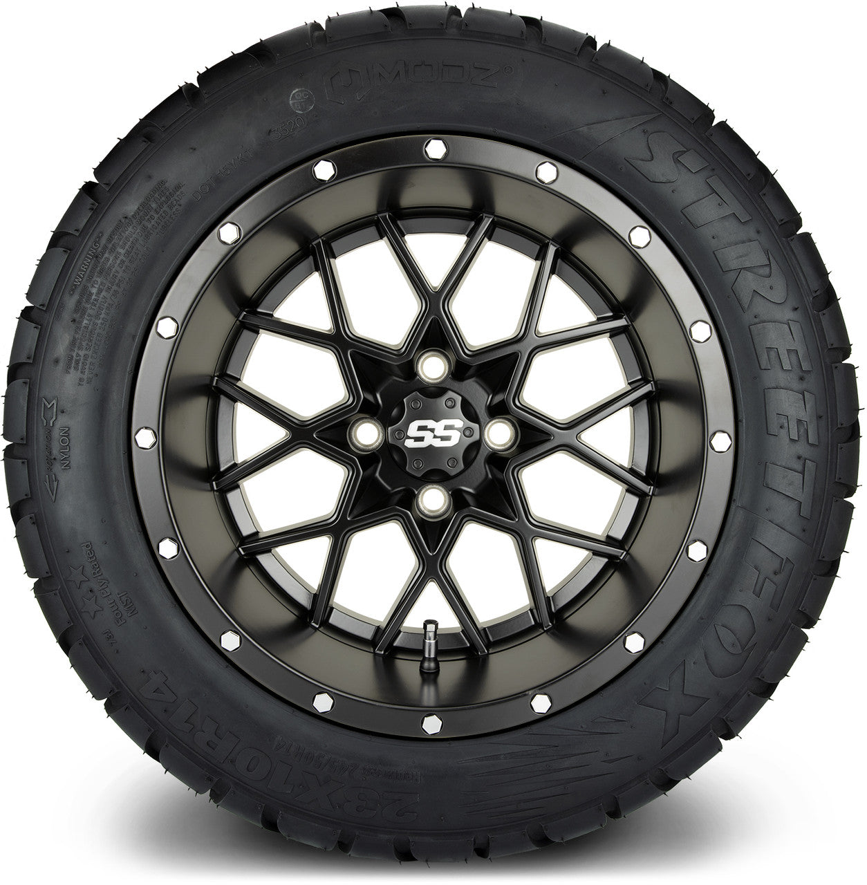 MODZ® 14" Vortex Matte Black - Lifted Tires and Wheels Combo