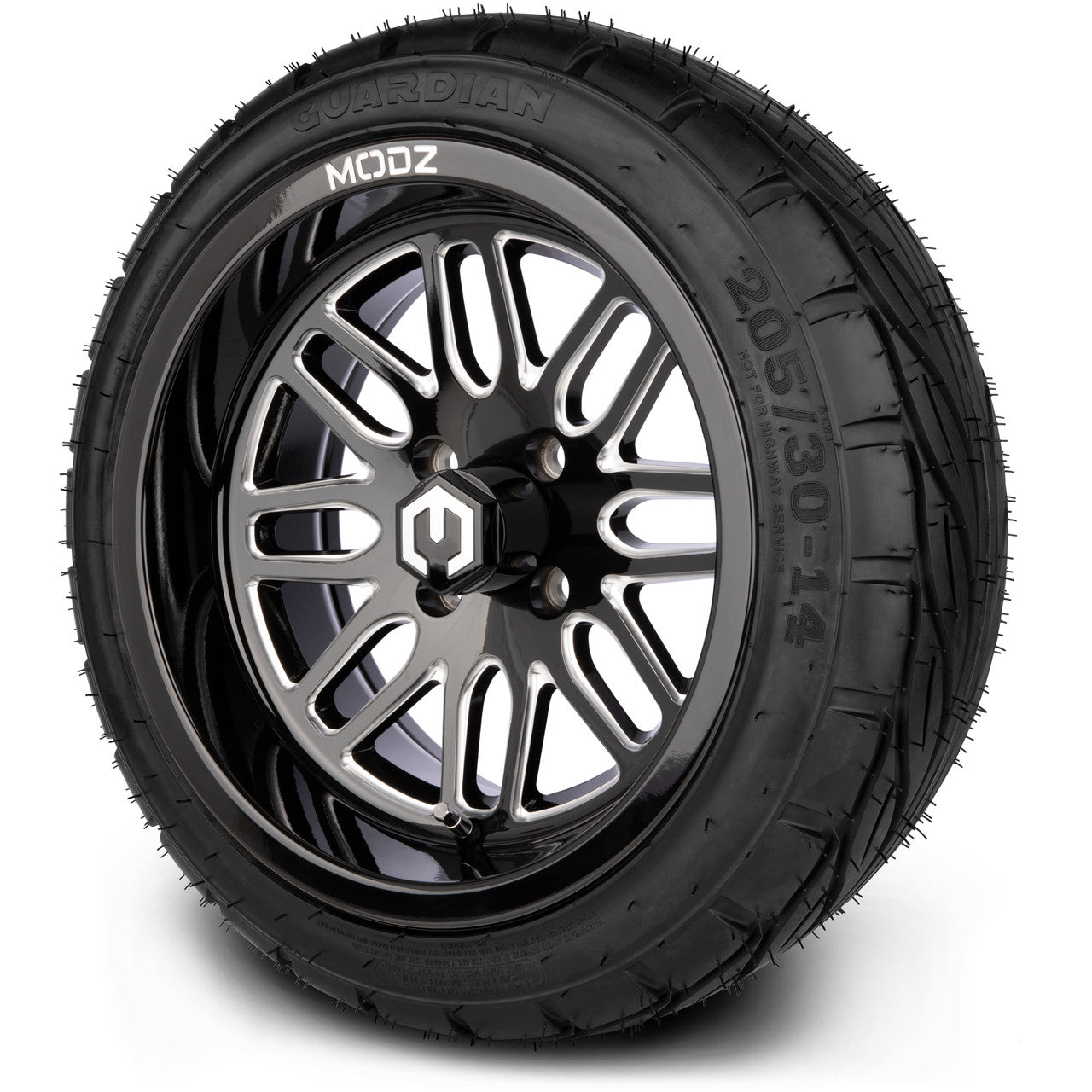 MODZ® 14" Mayhem Glossy Black Ball Mill - LowPro Street Tire and Wheels Combo