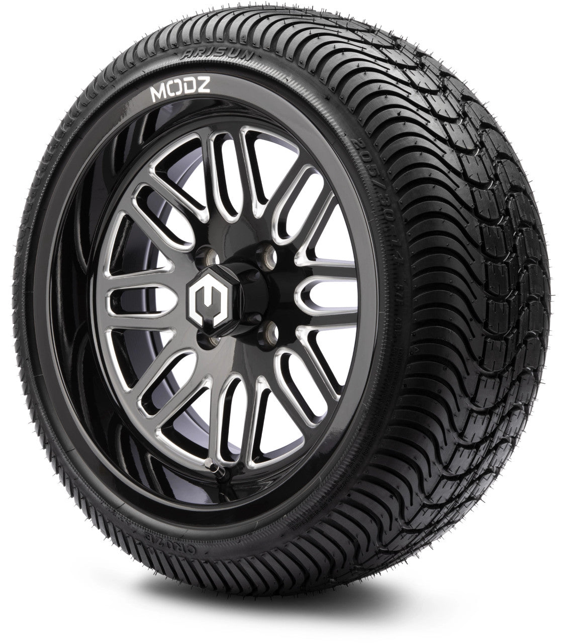 MODZ® 14" Mayhem Glossy Black Ball Mill - LowPro Street Tire and Wheels Combo