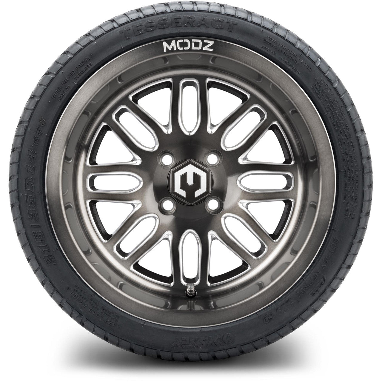 MODZ® 14" Mayhem Brushed Gunmetal with Ball Mill - LowPro Street Tire and Wheels Combo