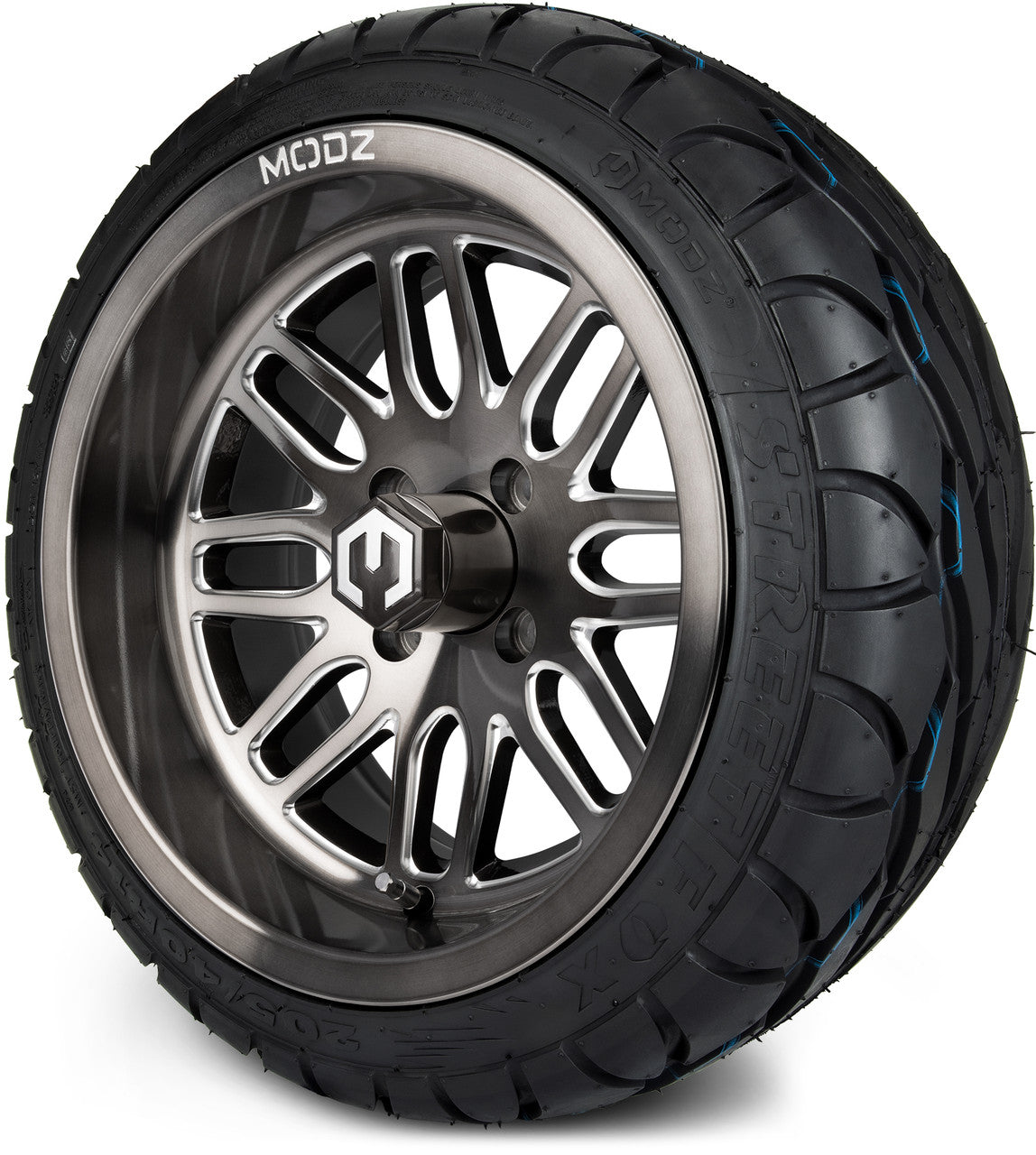 MODZ® 14" Mayhem Brushed Gunmetal with Ball Mill - LowPro Street Tire and Wheels Combo