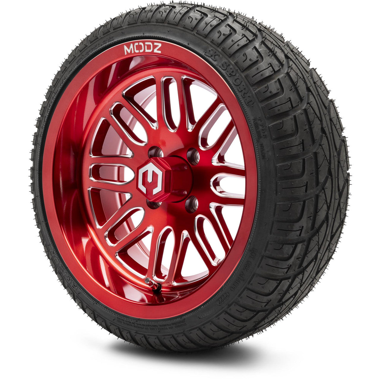 MODZ® 14" Mayhem Brushed Red with Ball Mill - LowPro Street Tire and Wheels Combo
