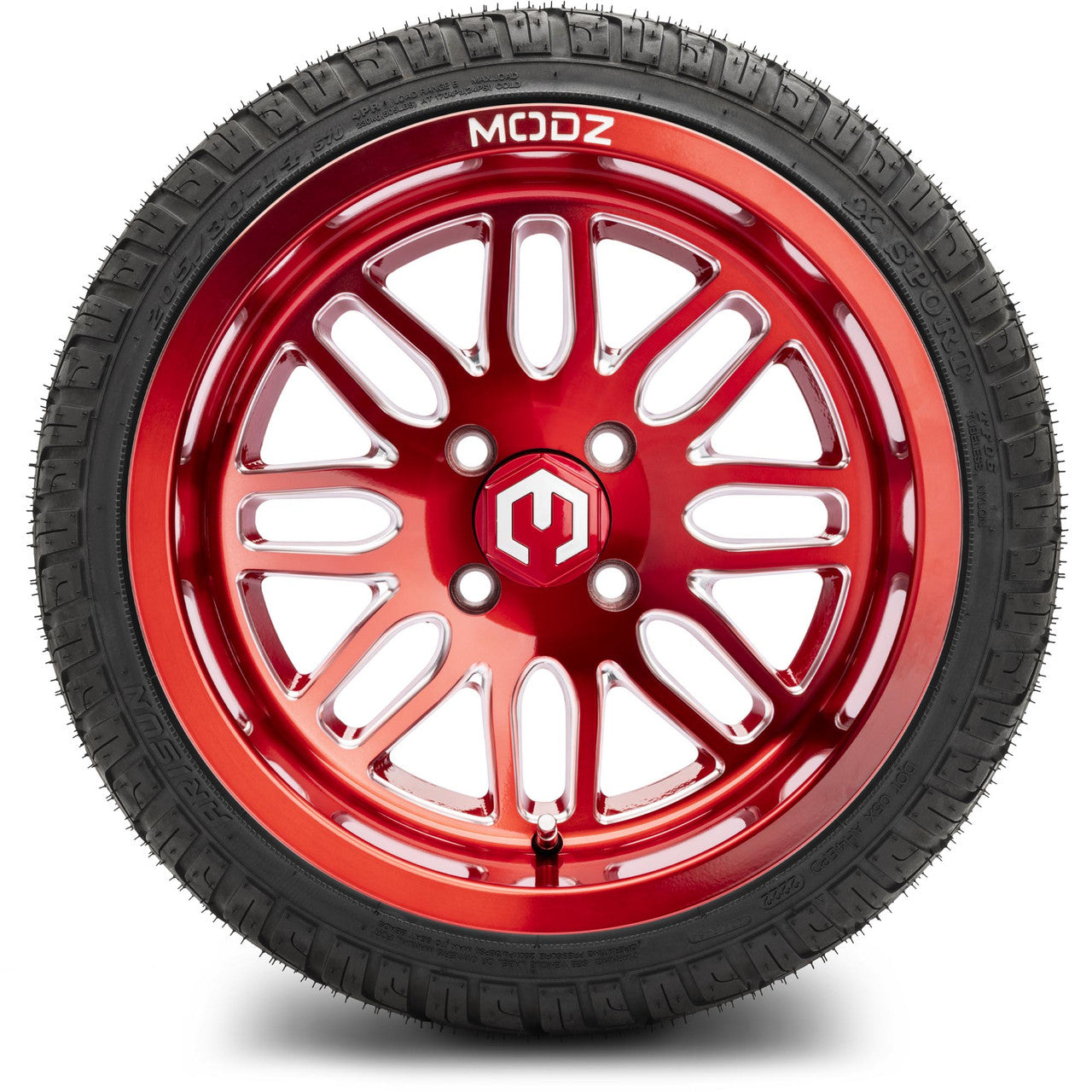MODZ® 14" Mayhem Brushed Red with Ball Mill - LowPro Street Tire and Wheels Combo