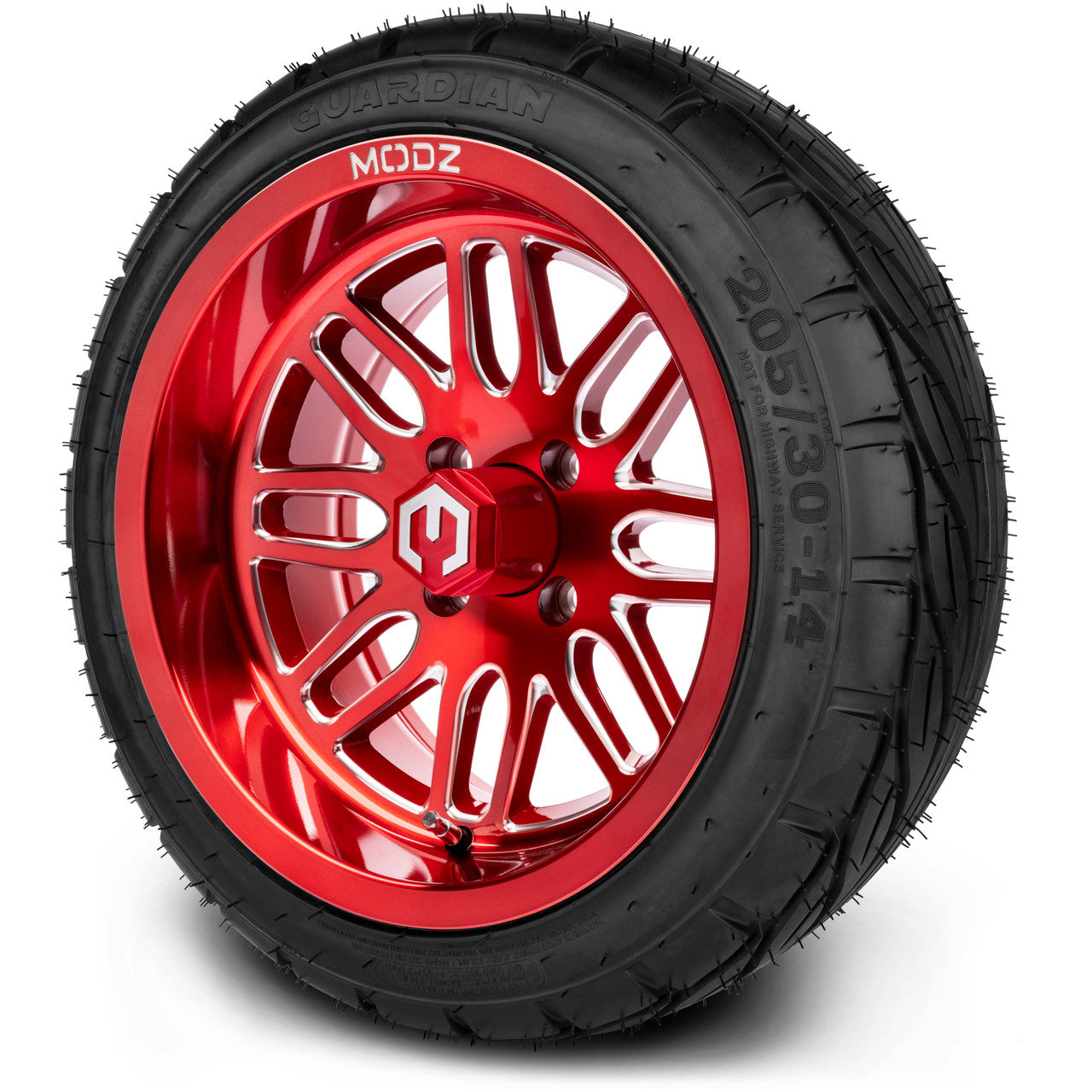 MODZ® 14" Mayhem Brushed Red with Ball Mill - LowPro Street Tire and Wheels Combo