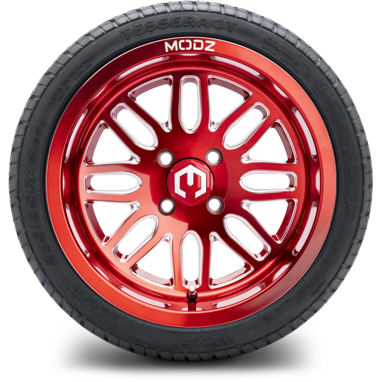 MODZ® 14" Mayhem Brushed Red with Ball Mill - LowPro Street Tire and Wheels Combo