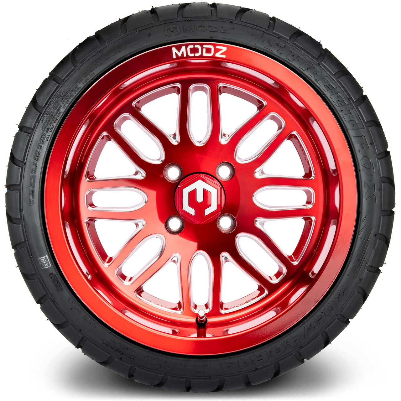 MODZ® 14" Mayhem Brushed Red with Ball Mill - LowPro Street Tire and Wheels Combo