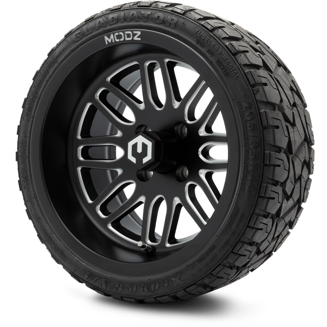 MODZ® 14" Mayhem Matte Black Ball Mill - LowPro Street Tire and Wheels Combo