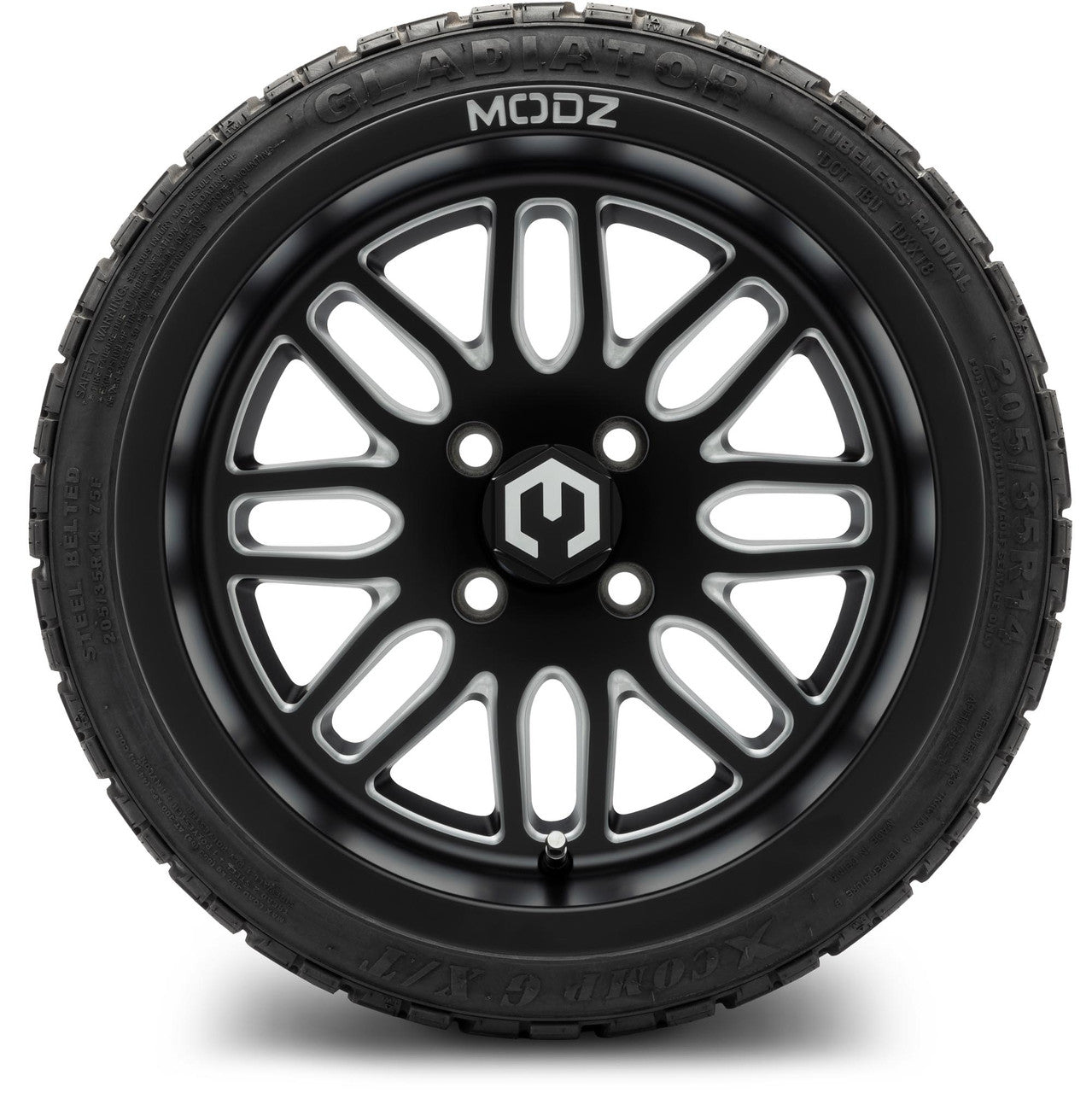 MODZ® 14" Mayhem Matte Black Ball Mill - LowPro Street Tire and Wheels Combo