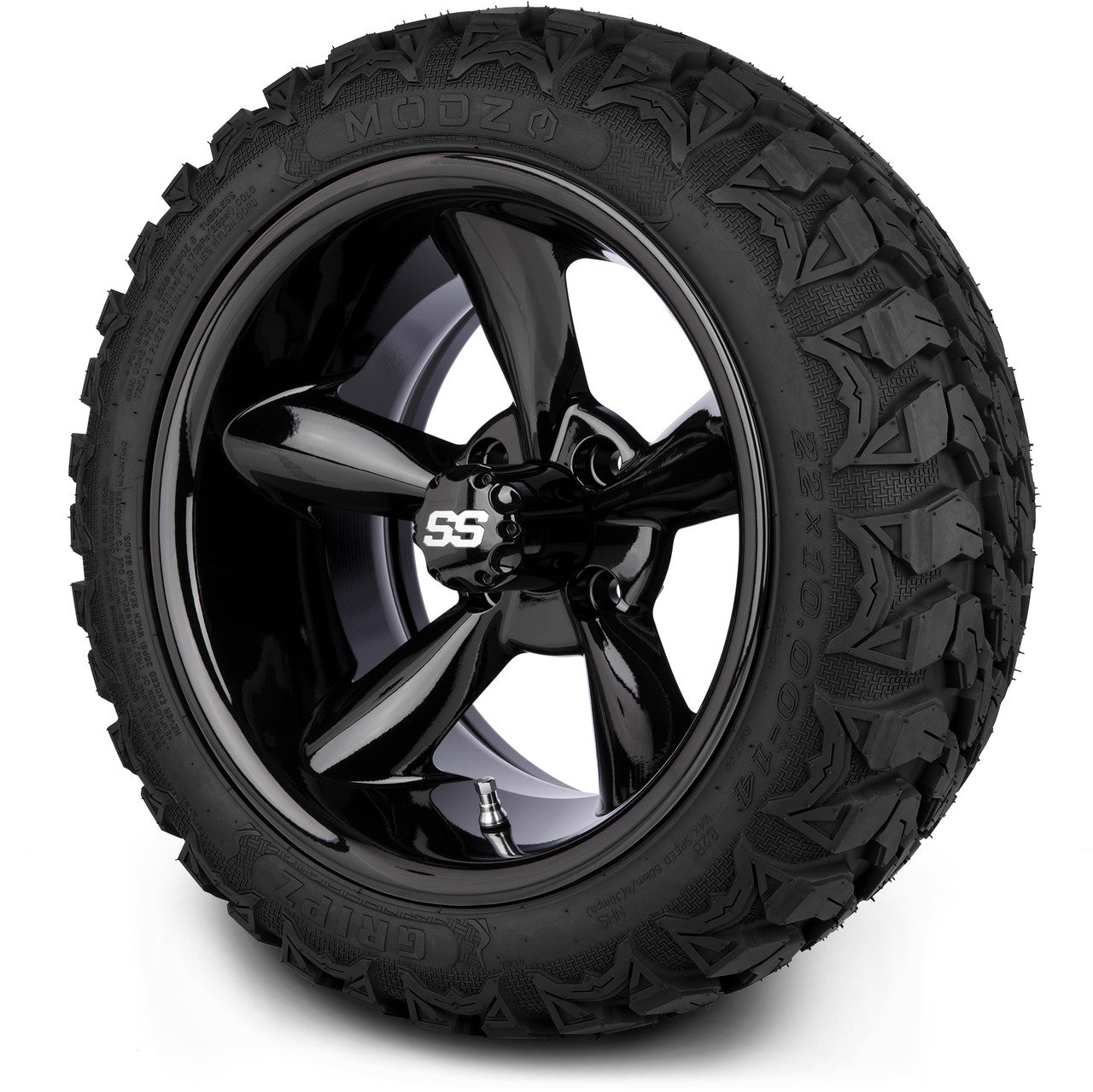 MODZ® 14" Godfather Glossy Black - Lifted Tires and Wheels Combo