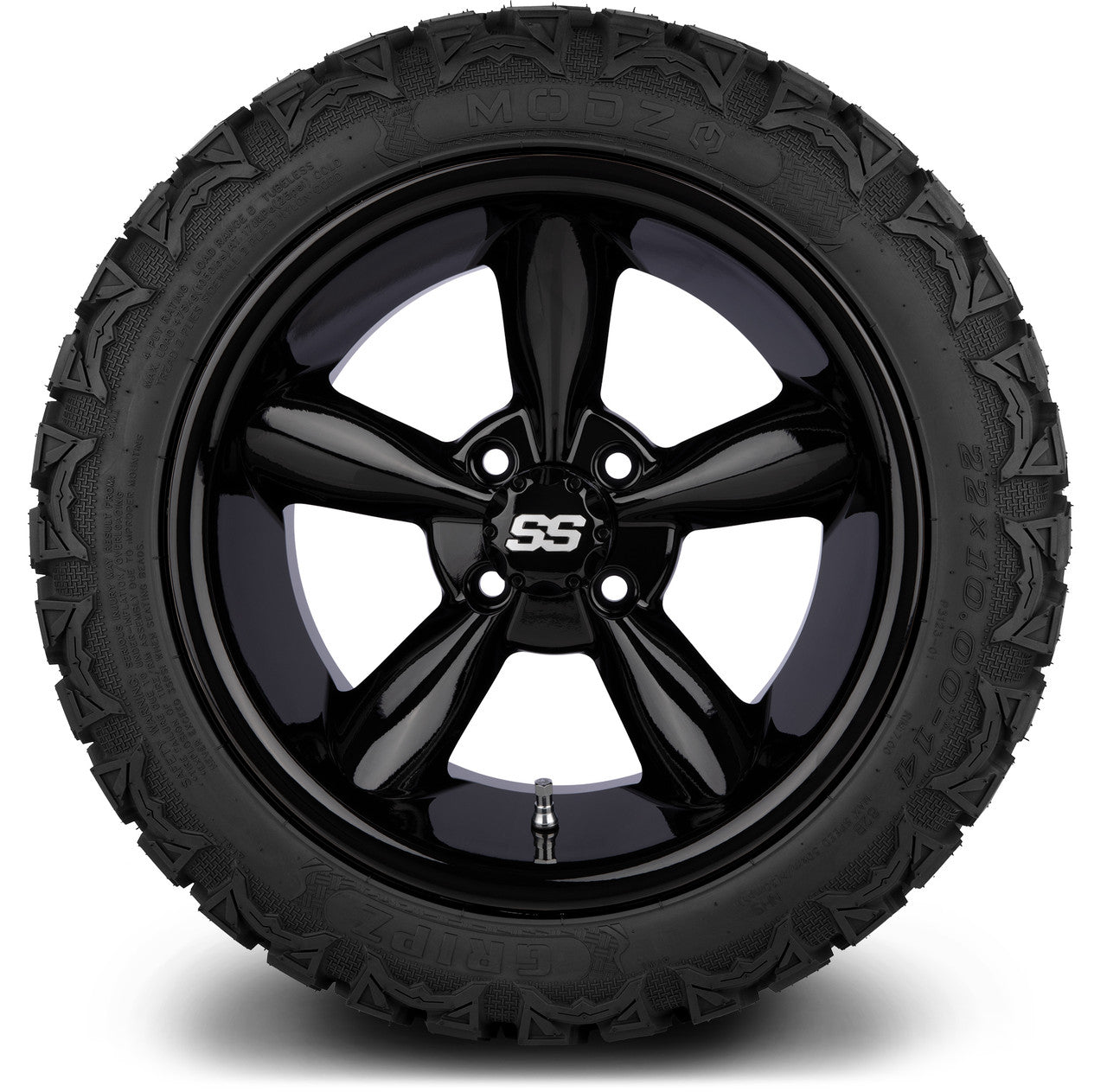MODZ® 14" Godfather Glossy Black - Lifted Tires and Wheels Combo