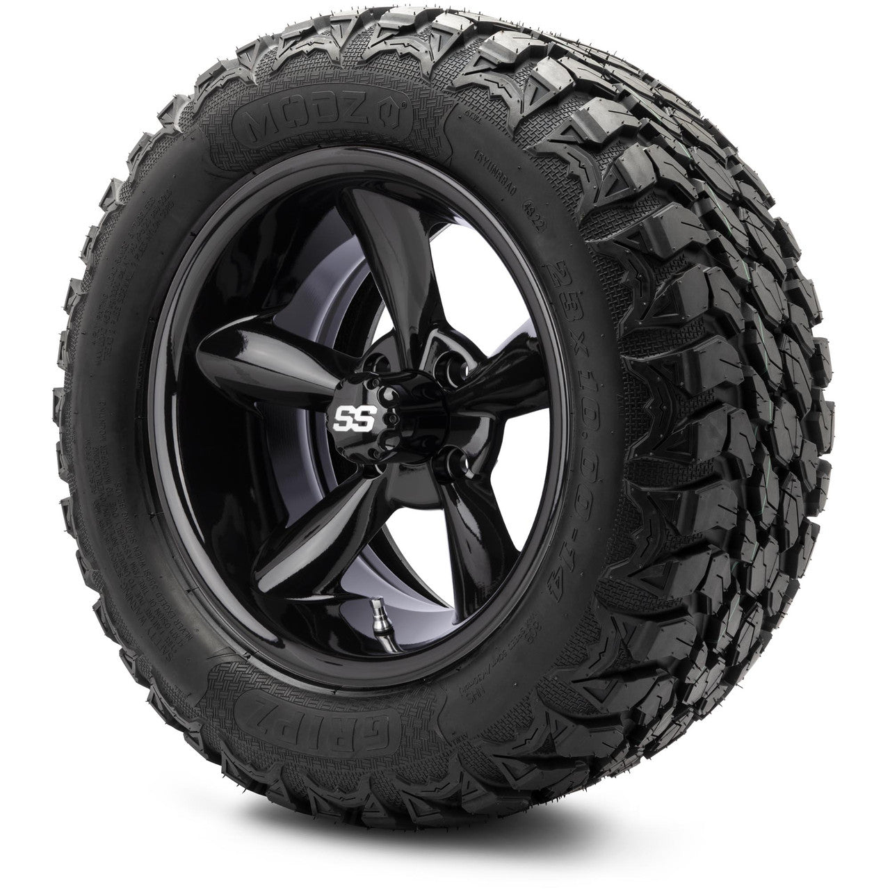 MODZ® 14" Godfather Glossy Black - Lifted Tires and Wheels Combo