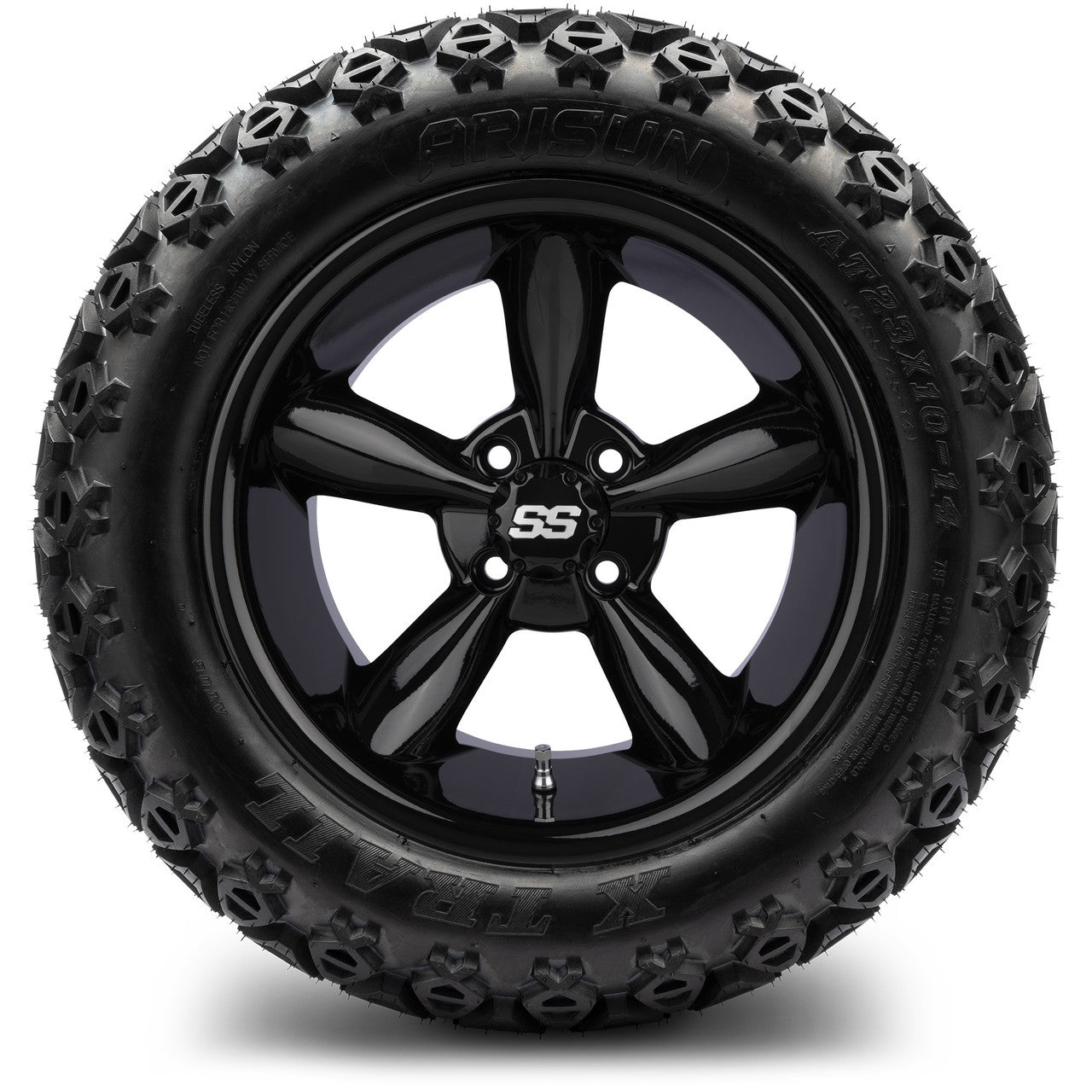 MODZ® 14" Godfather Glossy Black - Lifted Tires and Wheels Combo