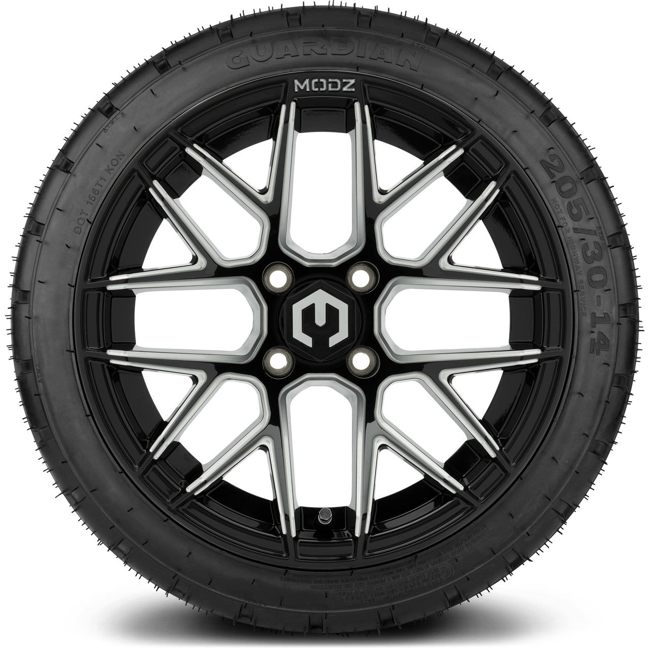 MODZ® 14" Matrix Glossy Black with Ball Mill - LowPro Street Tire and Wheels Combo