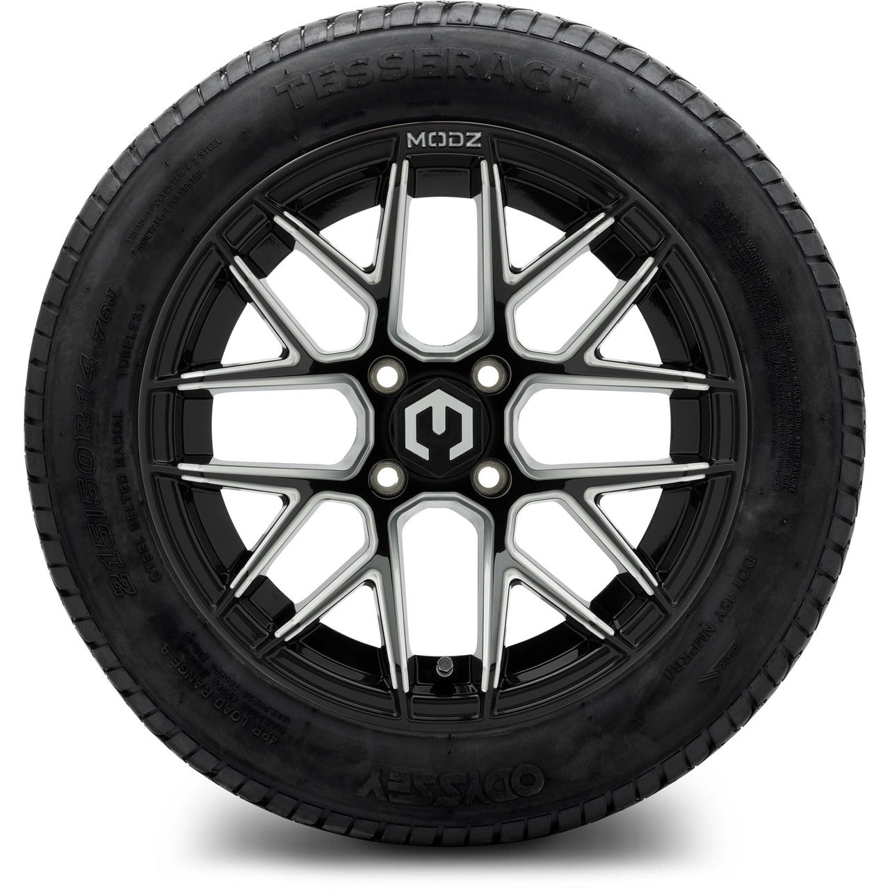 MODZ® 14" Matrix Glossy Black with Ball Mill - Lifted Tires and Wheels Combo