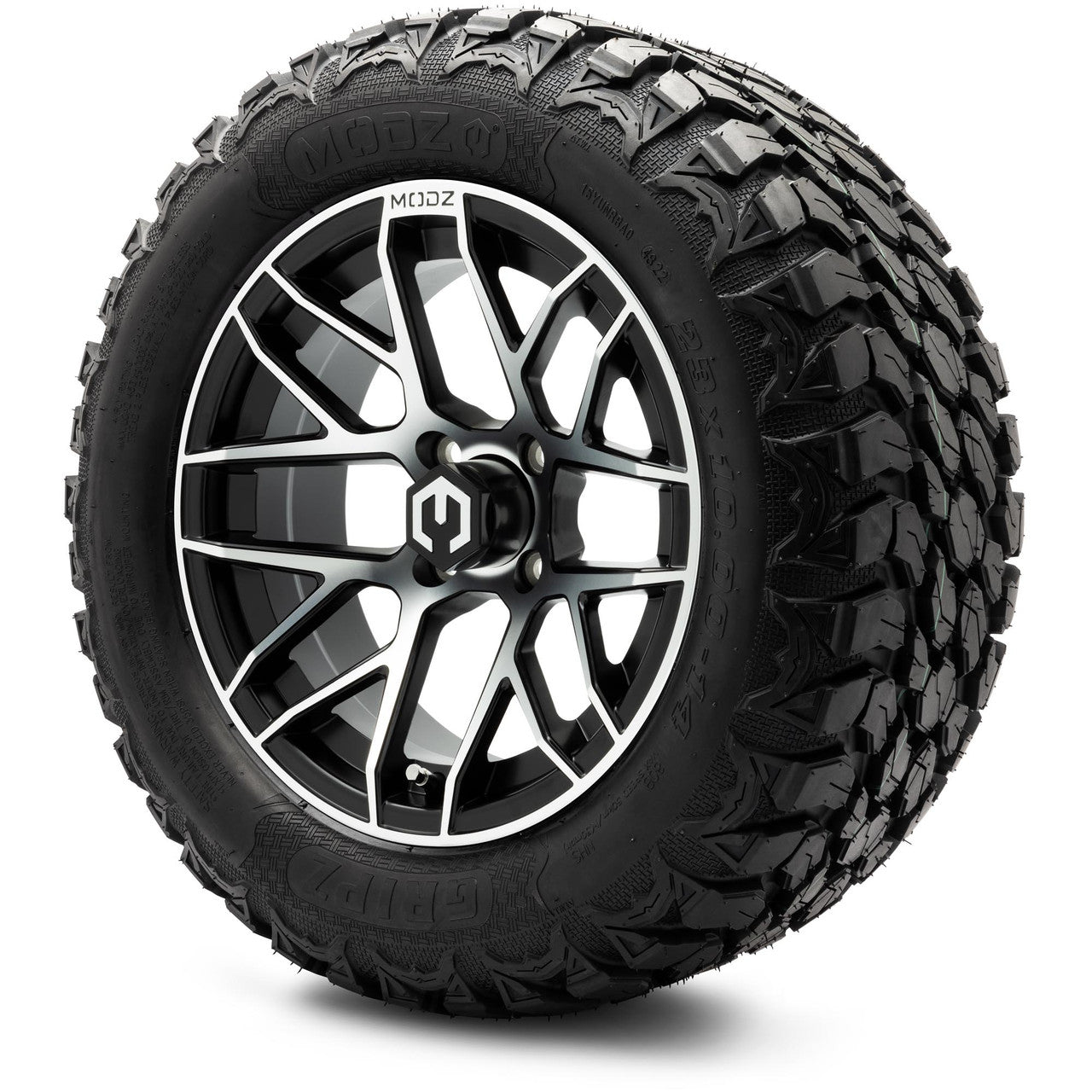 MODZ® 14" Matrix Machined Black - Lifted Tires and Wheels Combo