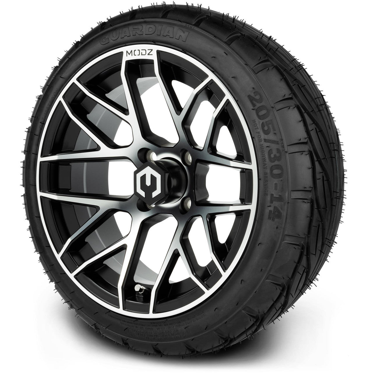 MODZ® 14" Matrix Machined Black - LowPro Street Tire and Wheels Combo