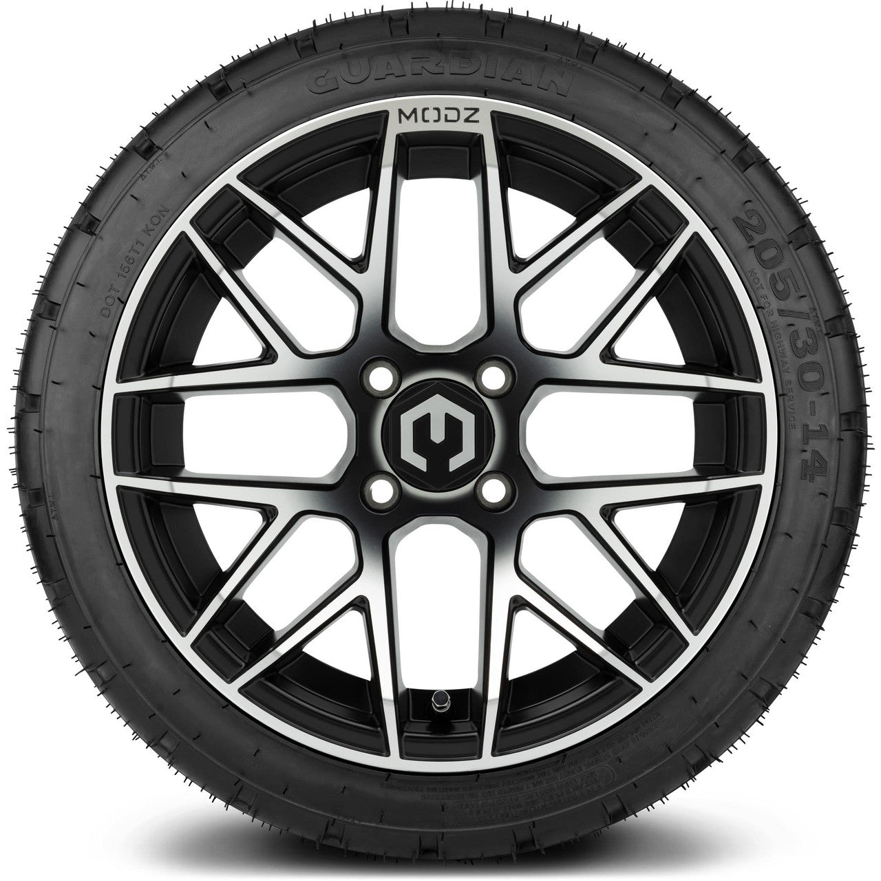 MODZ® 14" Matrix Machined Black - LowPro Street Tire and Wheels Combo