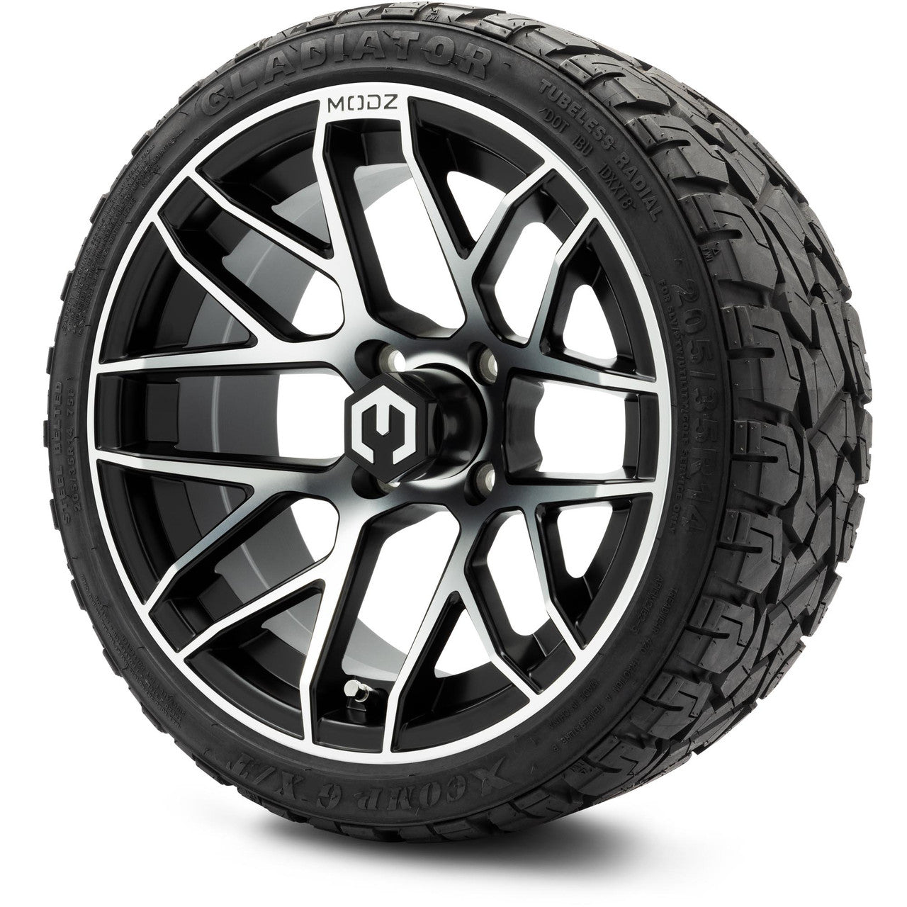 MODZ® 14" Matrix Machined Black - LowPro Street Tire and Wheels Combo