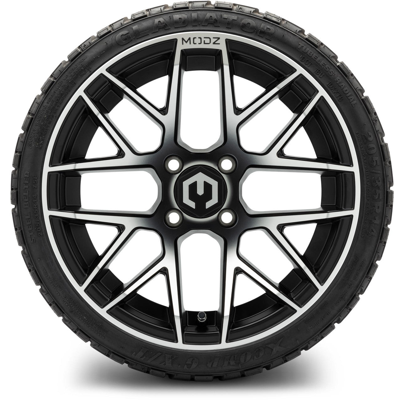 MODZ® 14" Matrix Machined Black - LowPro Street Tire and Wheels Combo