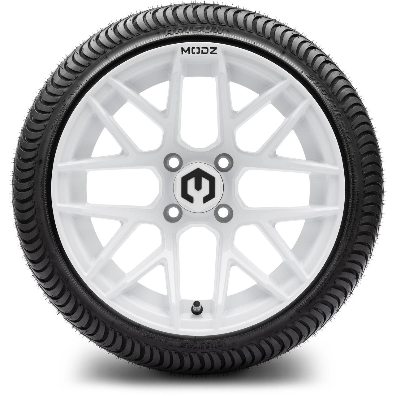 MODZ® 14" Matrix Glossy White - LowPro Street Tire and Wheels Combo